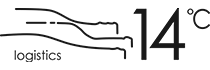 Graphic showing a temperature of 14°C with airflow lines indicating ventilation or cooling.