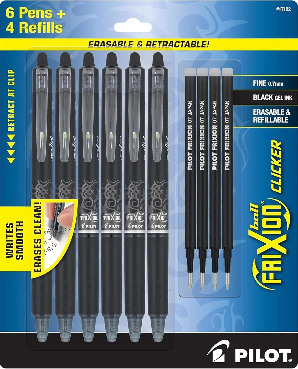 Set of Pilot Frixion erasable pens, ideal for planners, notes, and clean writing.