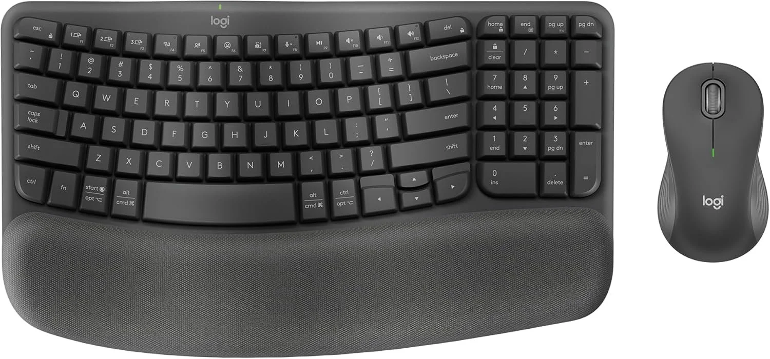 Logitech Wave ergonomic keyboard and mouse set designed for comfortable long-term computer use.