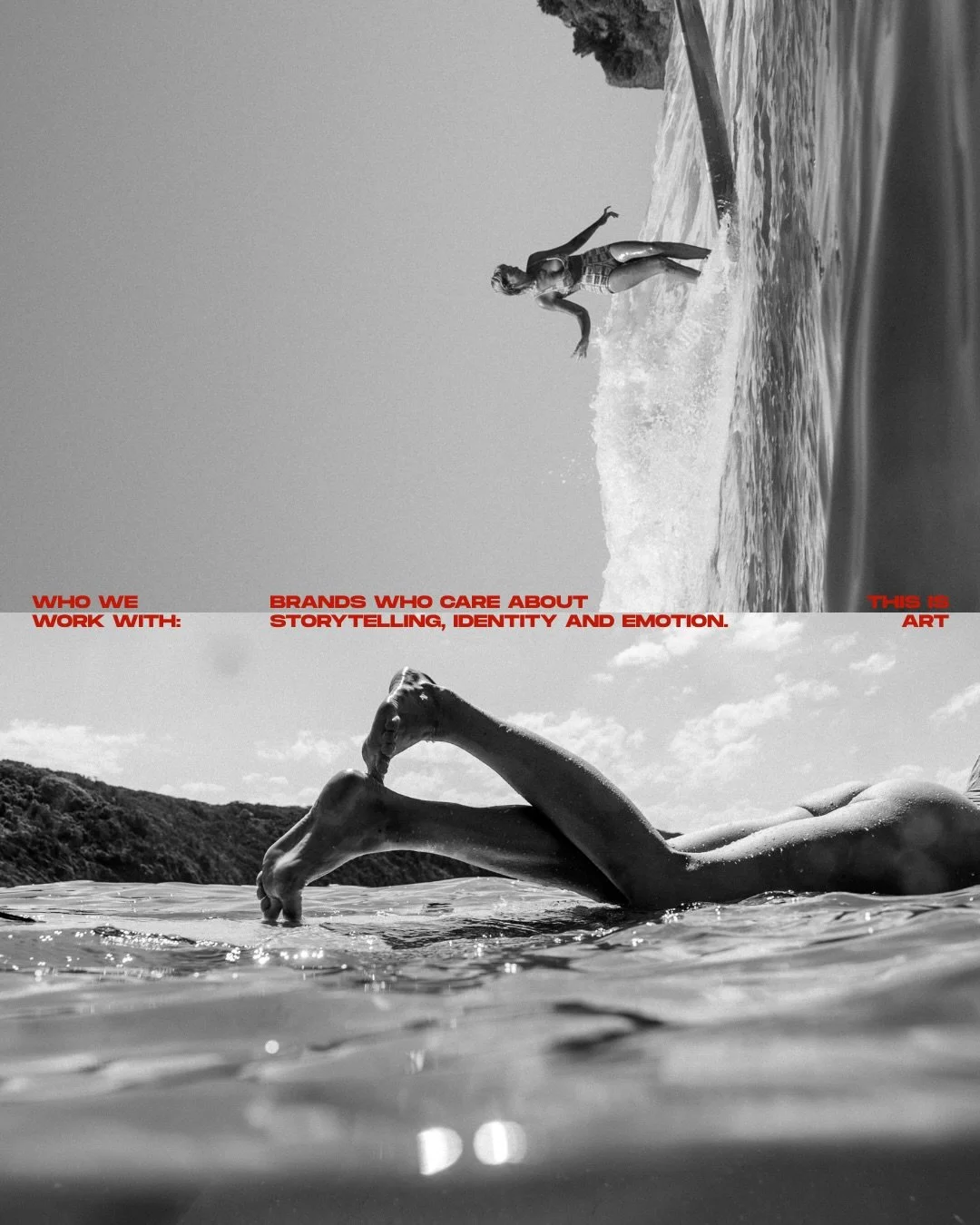 We shoot for the brands who want visual identity and the people who want their moments turned into art.

On the commercial side; we work with surf, outdoor, fashion brands, lifestyle products, hospitality spaces and the creatives shaping culture. The