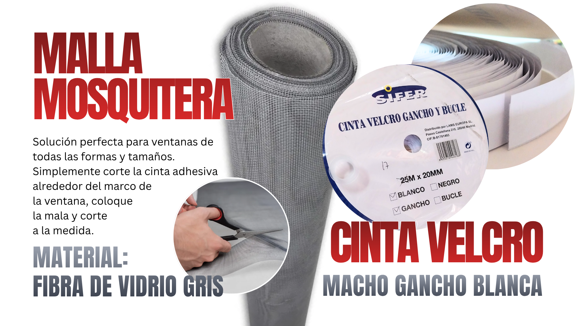 Malla Mosquitera y Cinta Velcro