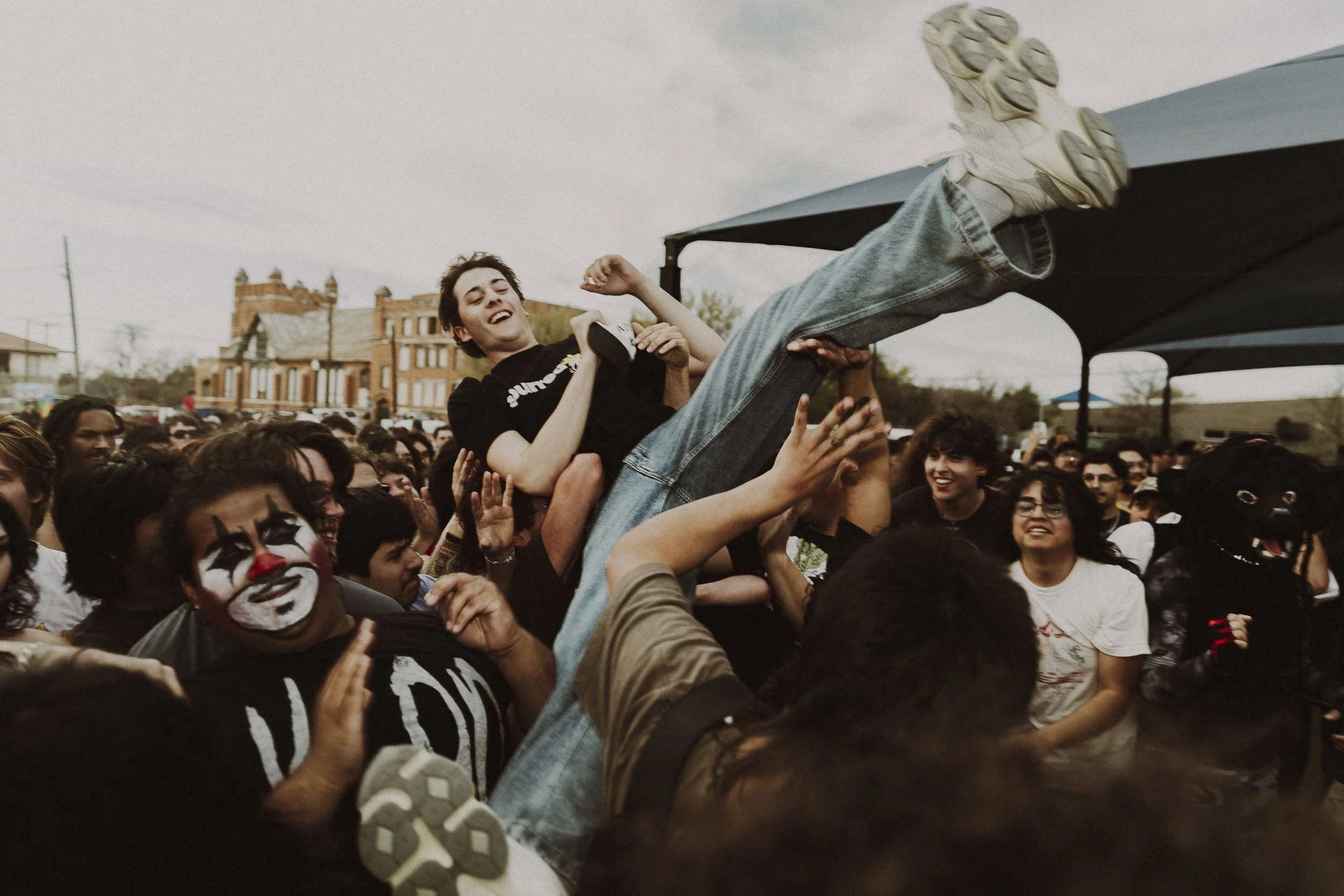 Surf's Up!: Brantley Bonner crowd surfs during Trauma Ray’s set in Fort Worth on March 14. Bonner drove from Tyler, Texas, to attend the EP release show.