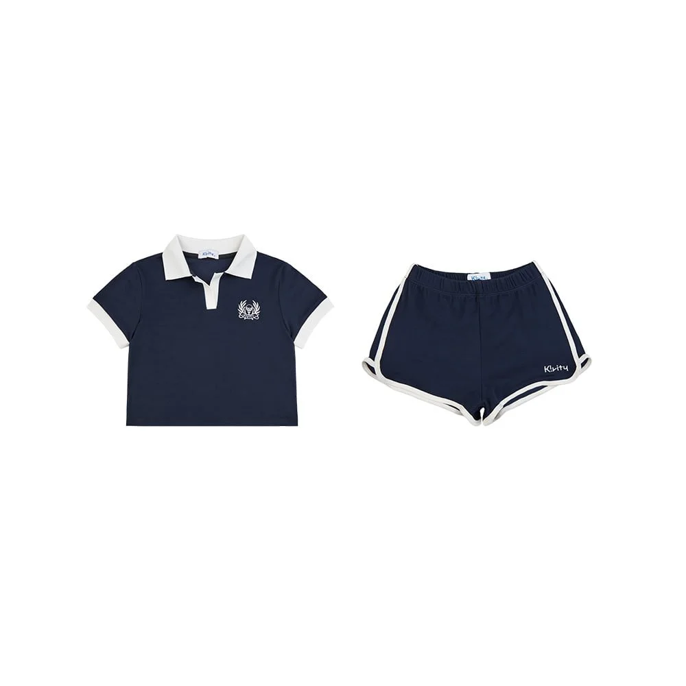 Kivity Rally Polo T-shirt+Kivity Court Line Shorts SET