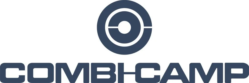 Logo for COMBHCAMP, featuring a stylized target or crosshair symbol above the company name.