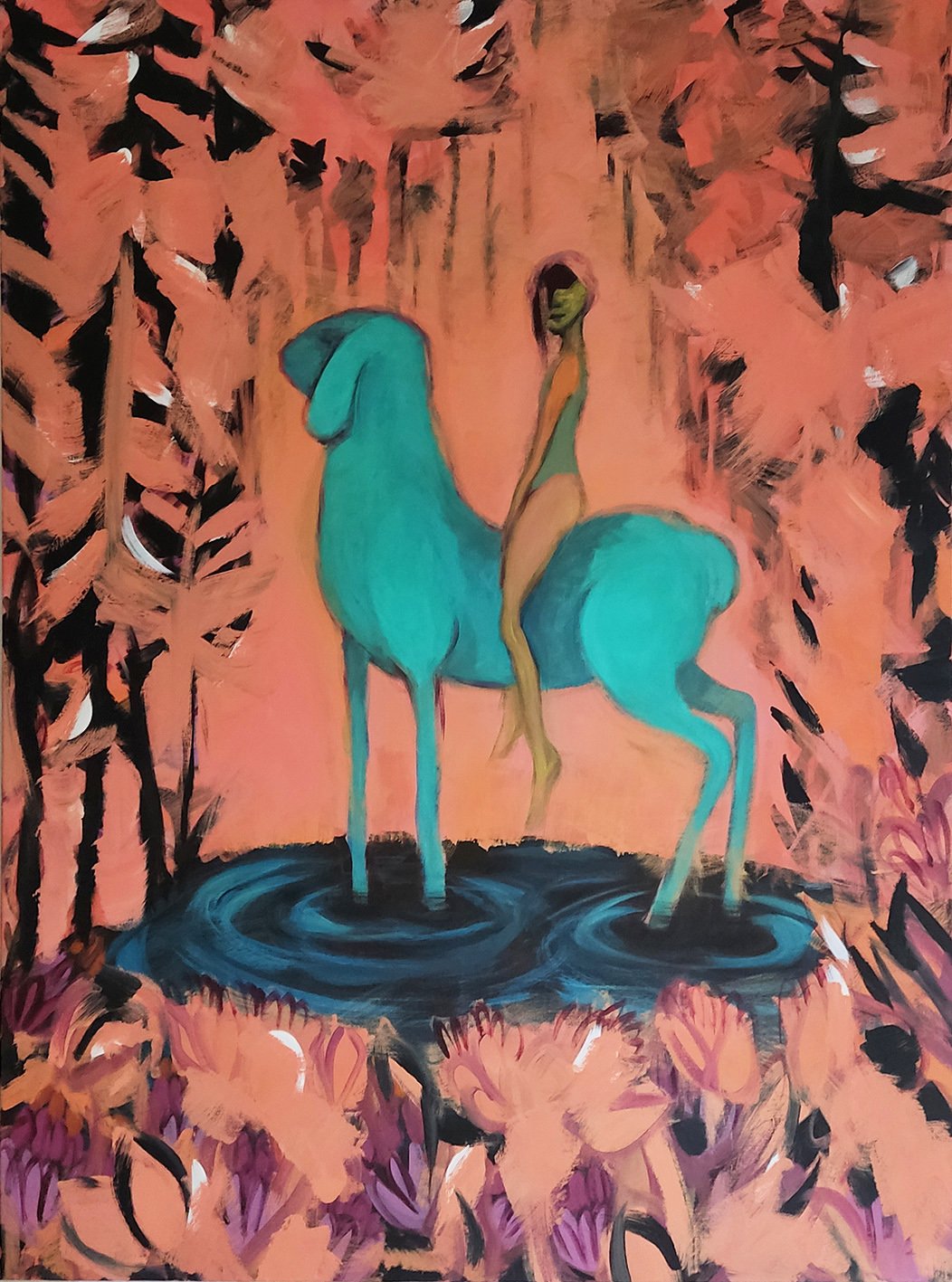 rider in the forest I 125 x 170 cm I Acrylfarbe auf Leinwand I 2023 (Kopie) (Kopie)