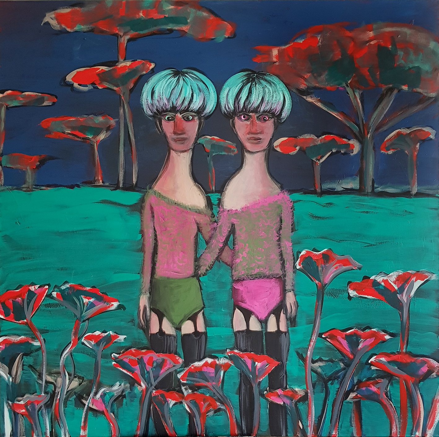 Der grüne Strom I 160 x 160 cm I Acryl auf Leinwand I 2021