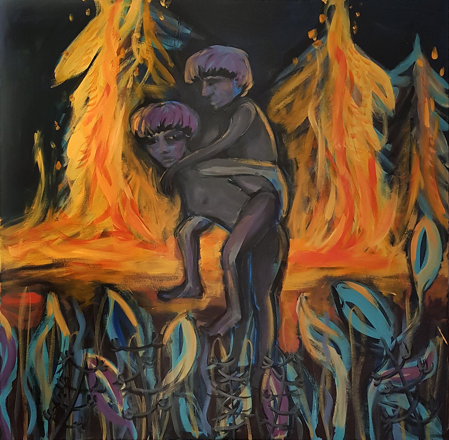Der große Brand I 150 x 150 cm I Acrylfarbe auf Leinwand I 2021