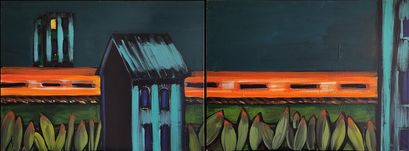 ghost train I 2x 79 x 60 cm I Acryl auf Leinwand I 2021/2023