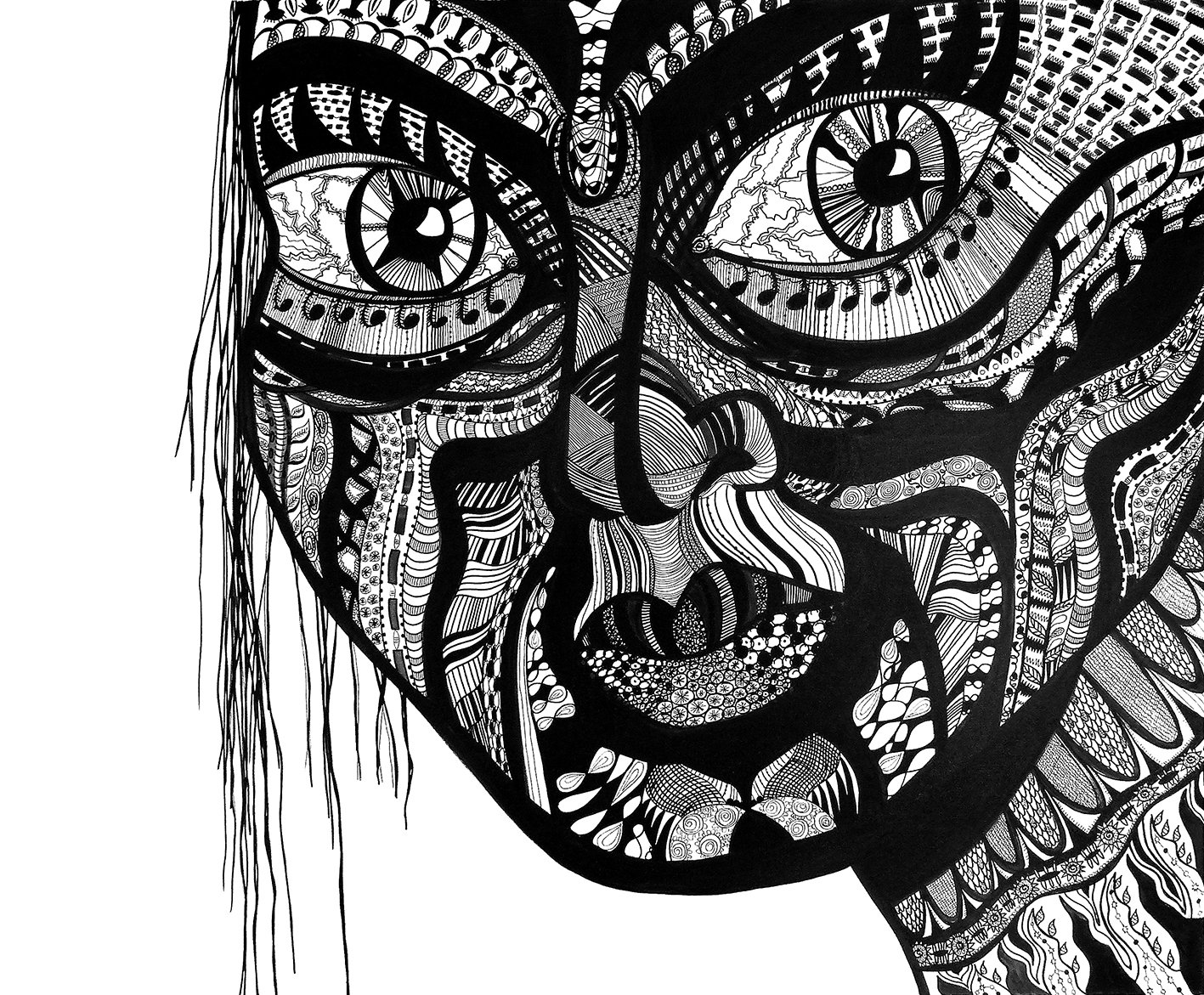 face to face l 180 x 150 cm l Edding und Acryl auf Leinwand I 2016