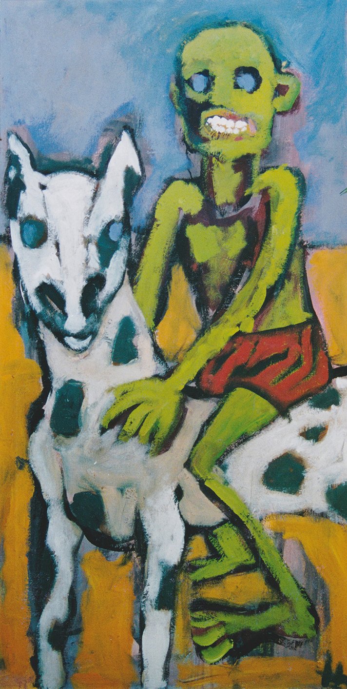 Der grüne Reiter l 80 x 155 cm l Acryl auf Leinwand I 1994