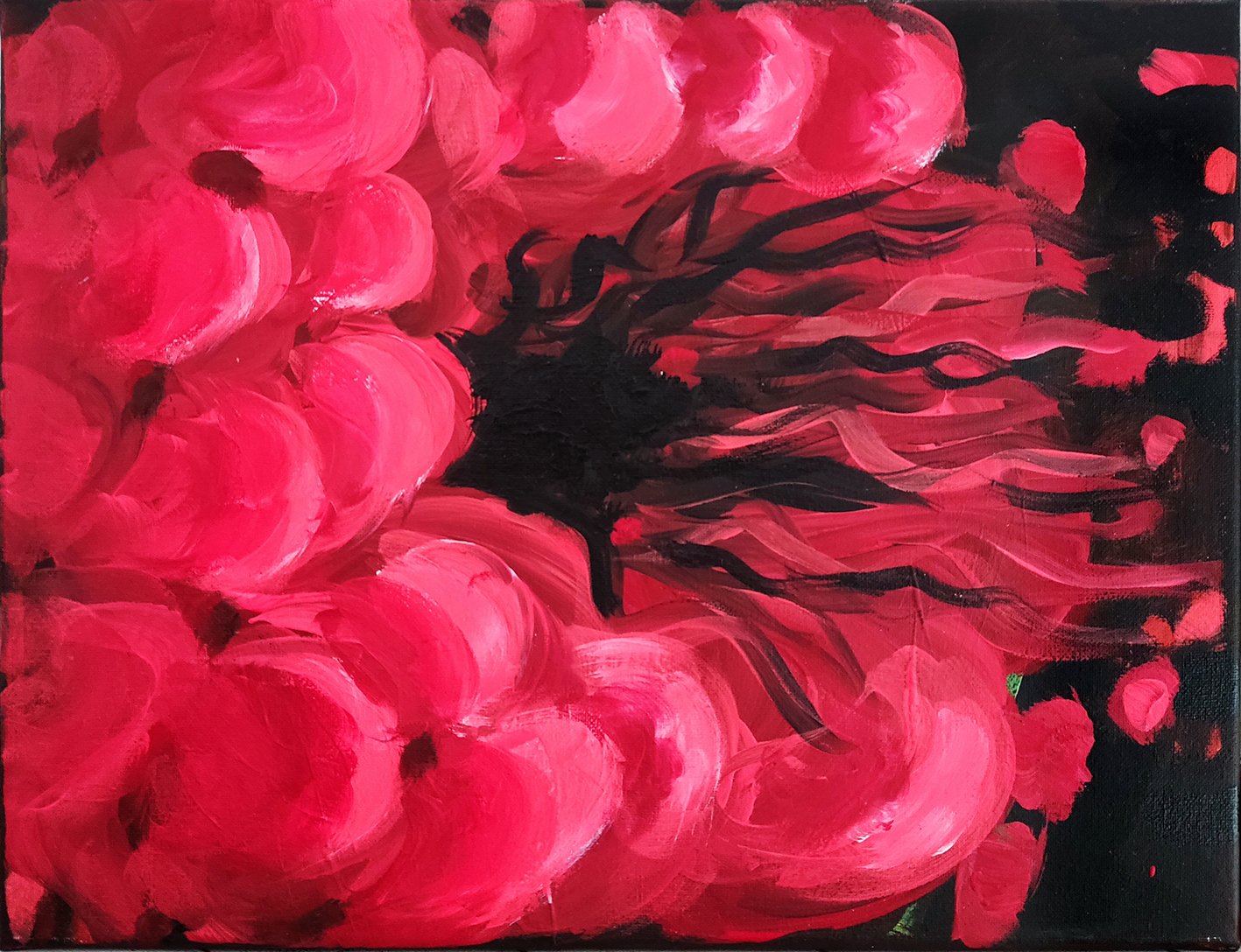 Raspberry flow I 40 x 30 cm I Acrylfarbe auf Leinwand I 2025