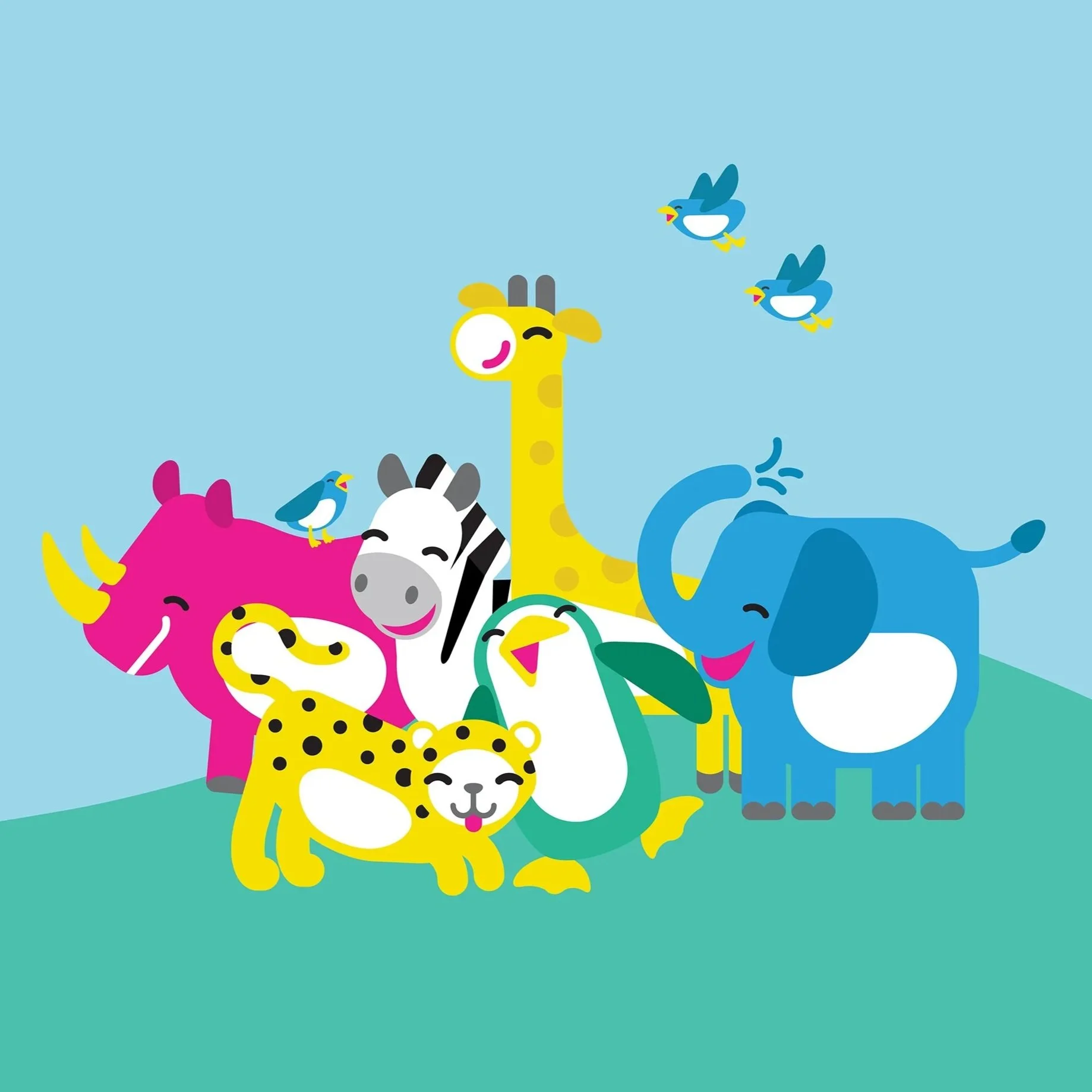 Table view preschool and creche animal characters