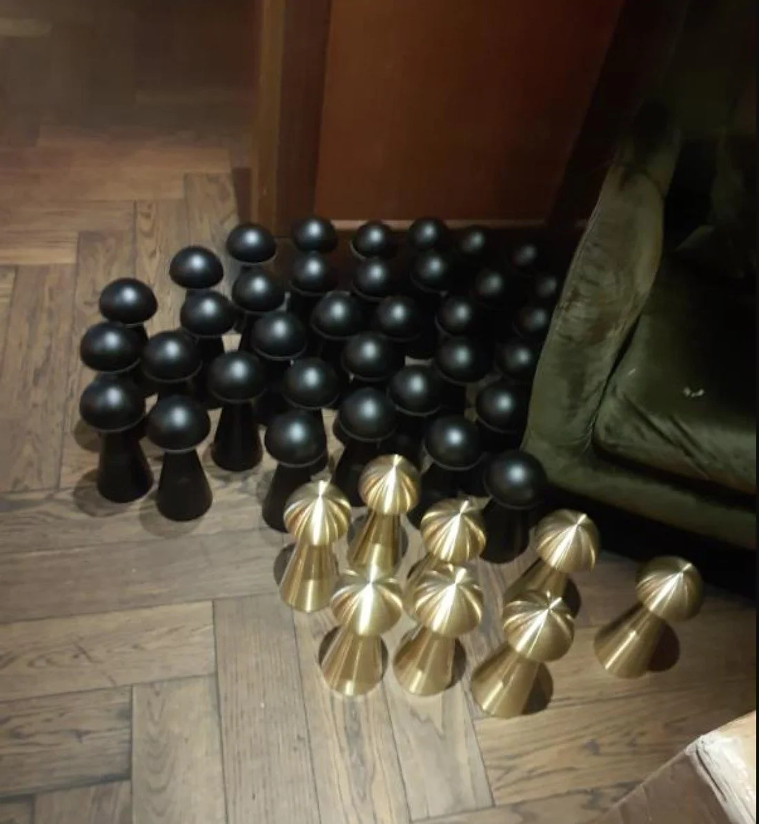 Everyman Cinema Bristol - showing the new lights before installation, brass and black versions
