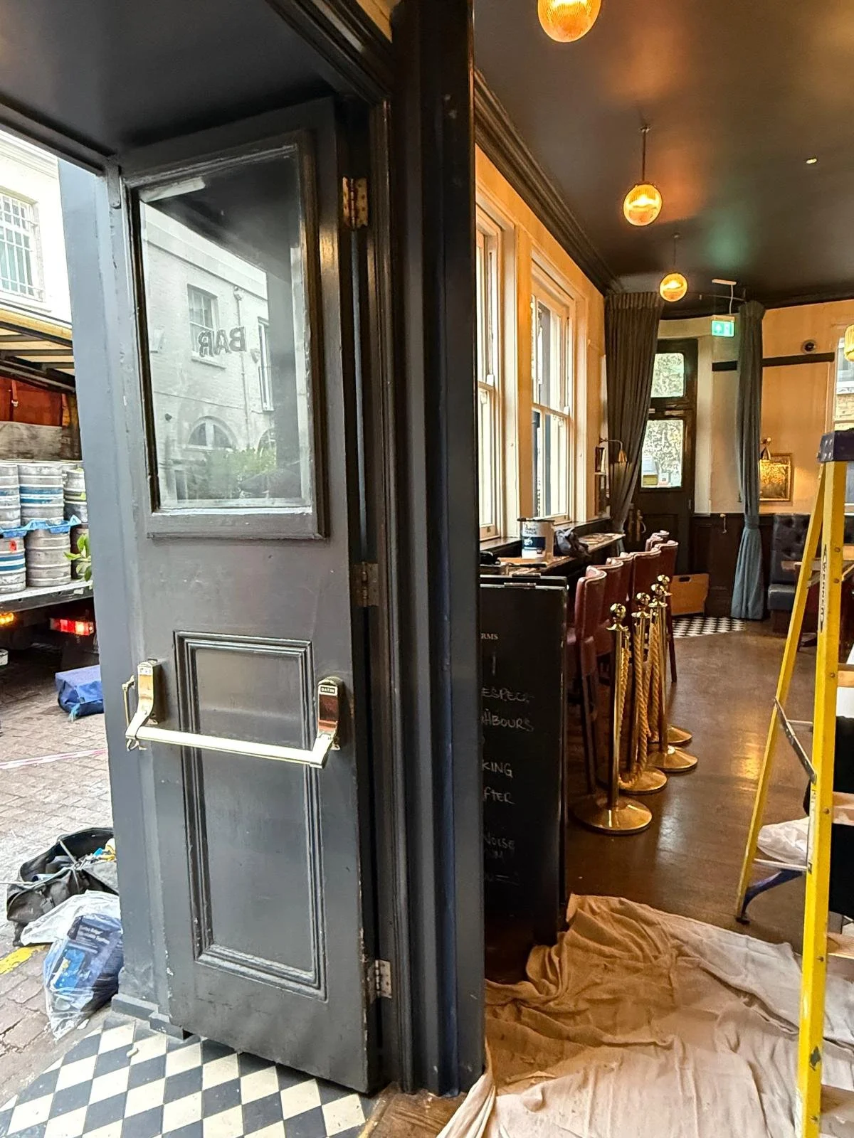 Image showing inside of the pub in Kensington and where the fire curtains are hidden