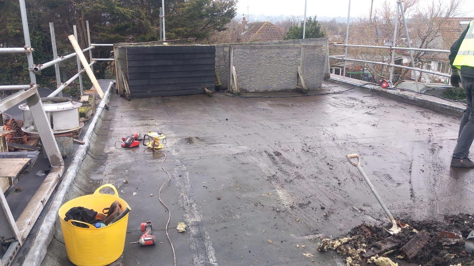 Leaky pub roof Worthing during after fixed