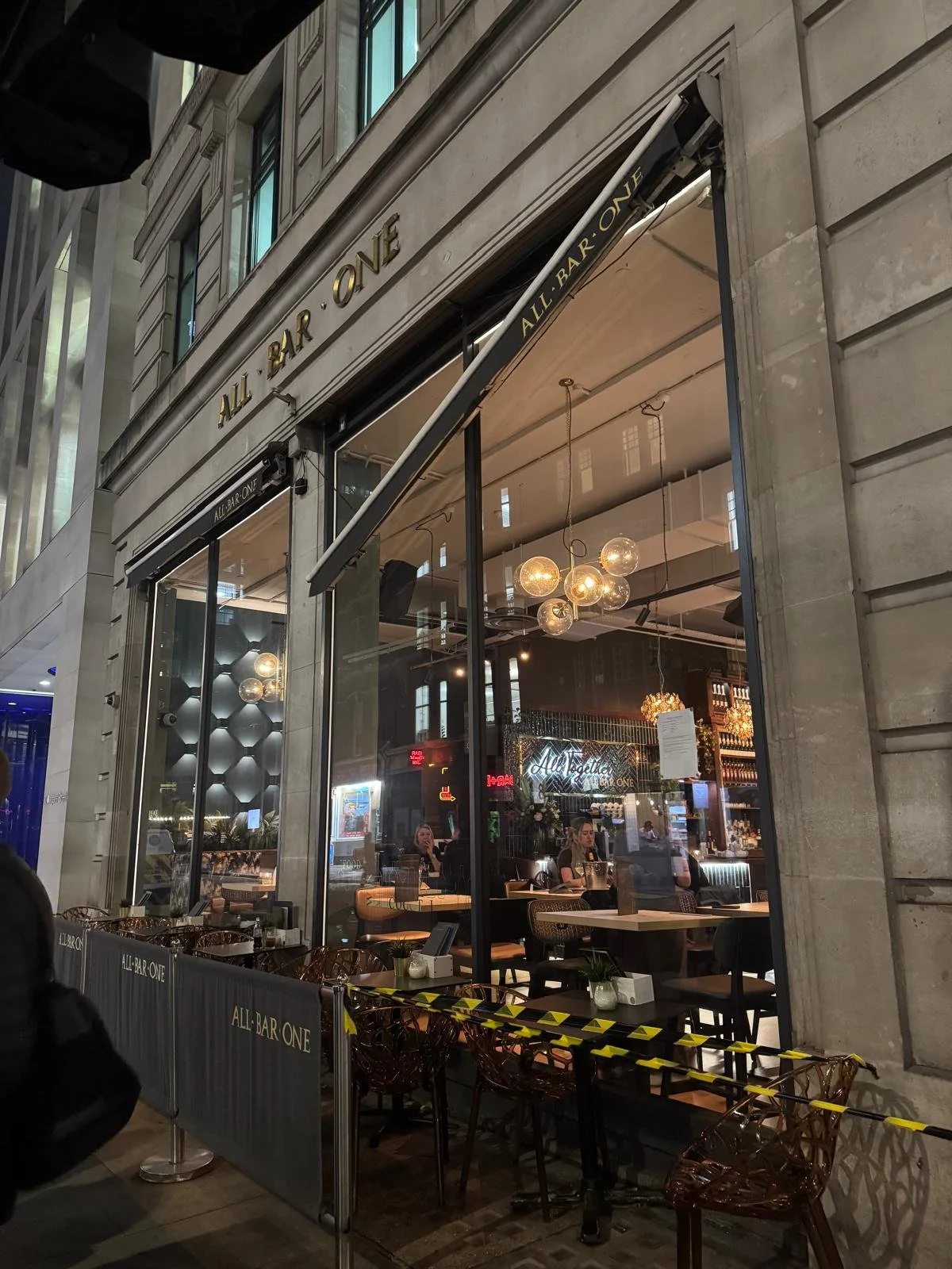 Image: All Bar One awning falling down outside the restaurant in London