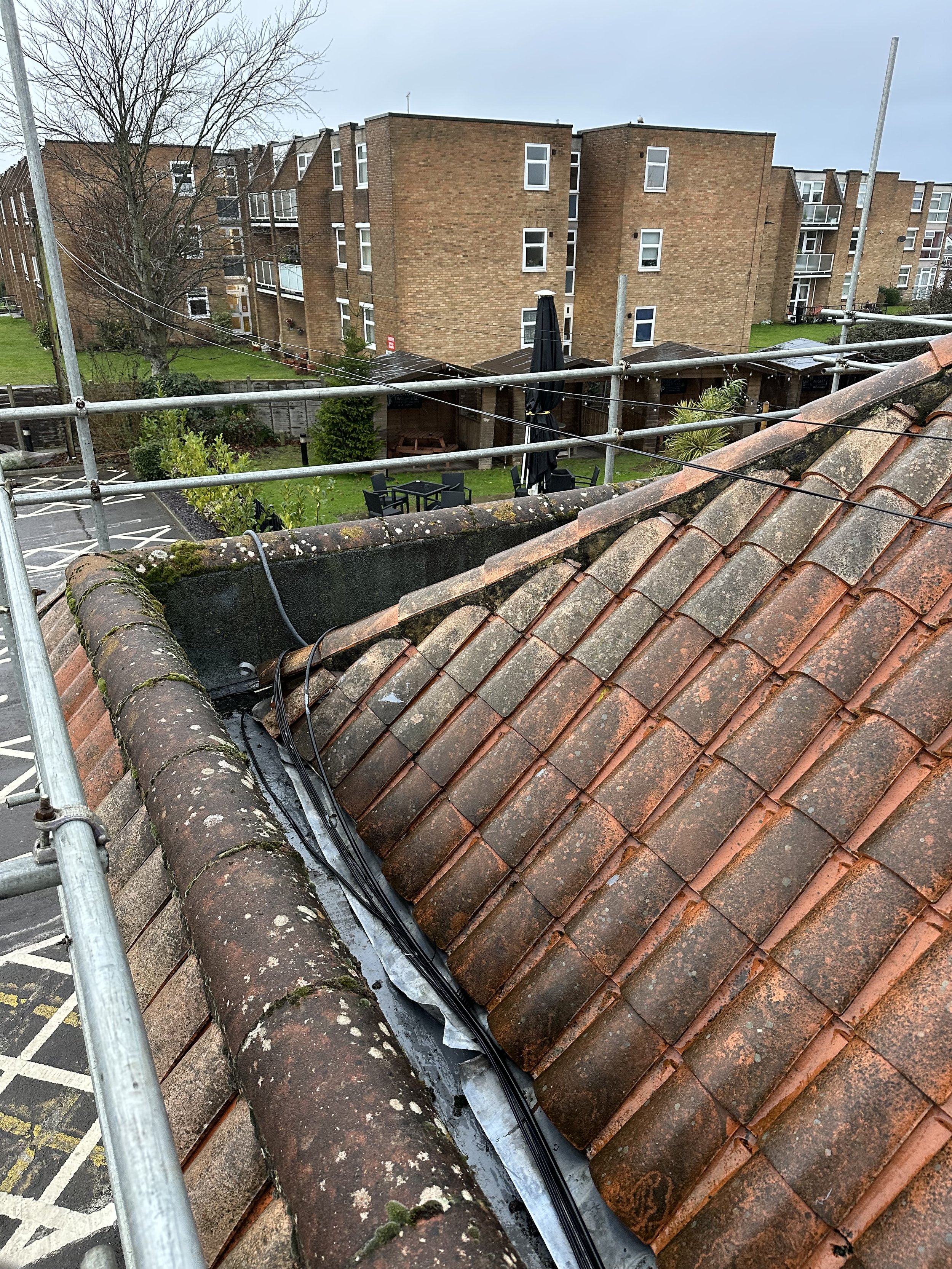 Leaky pub roof Worthing before being fixed