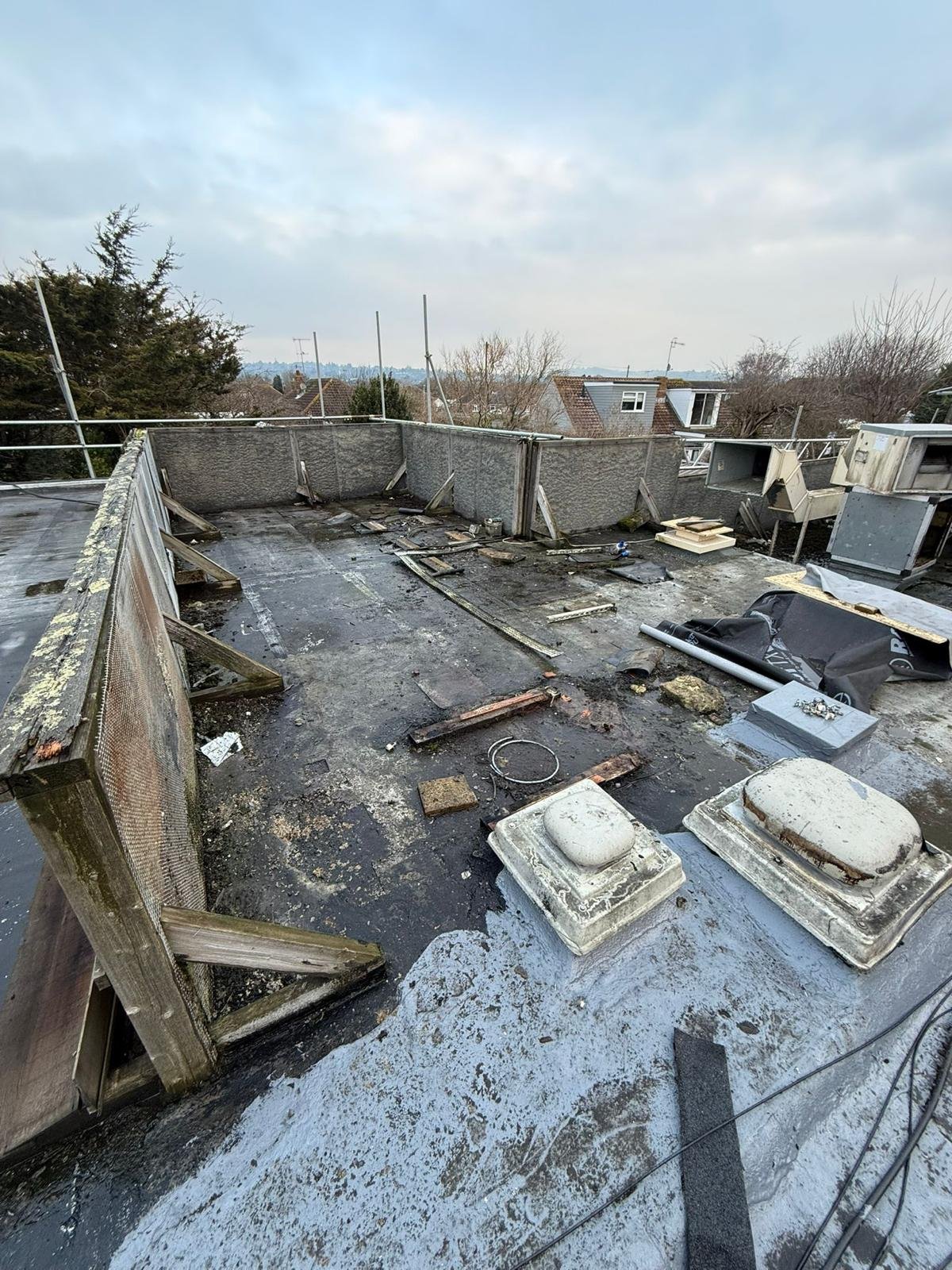 Leaky pub roof Worthing during after fixed