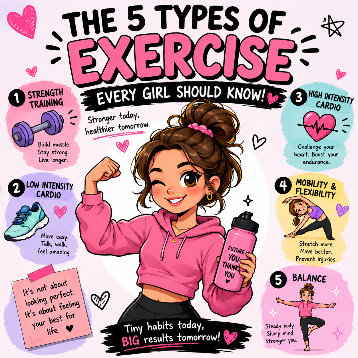 💖 The 5 Types of Exercise Every Girl Should Know (Because Future You Is Watching 👀)