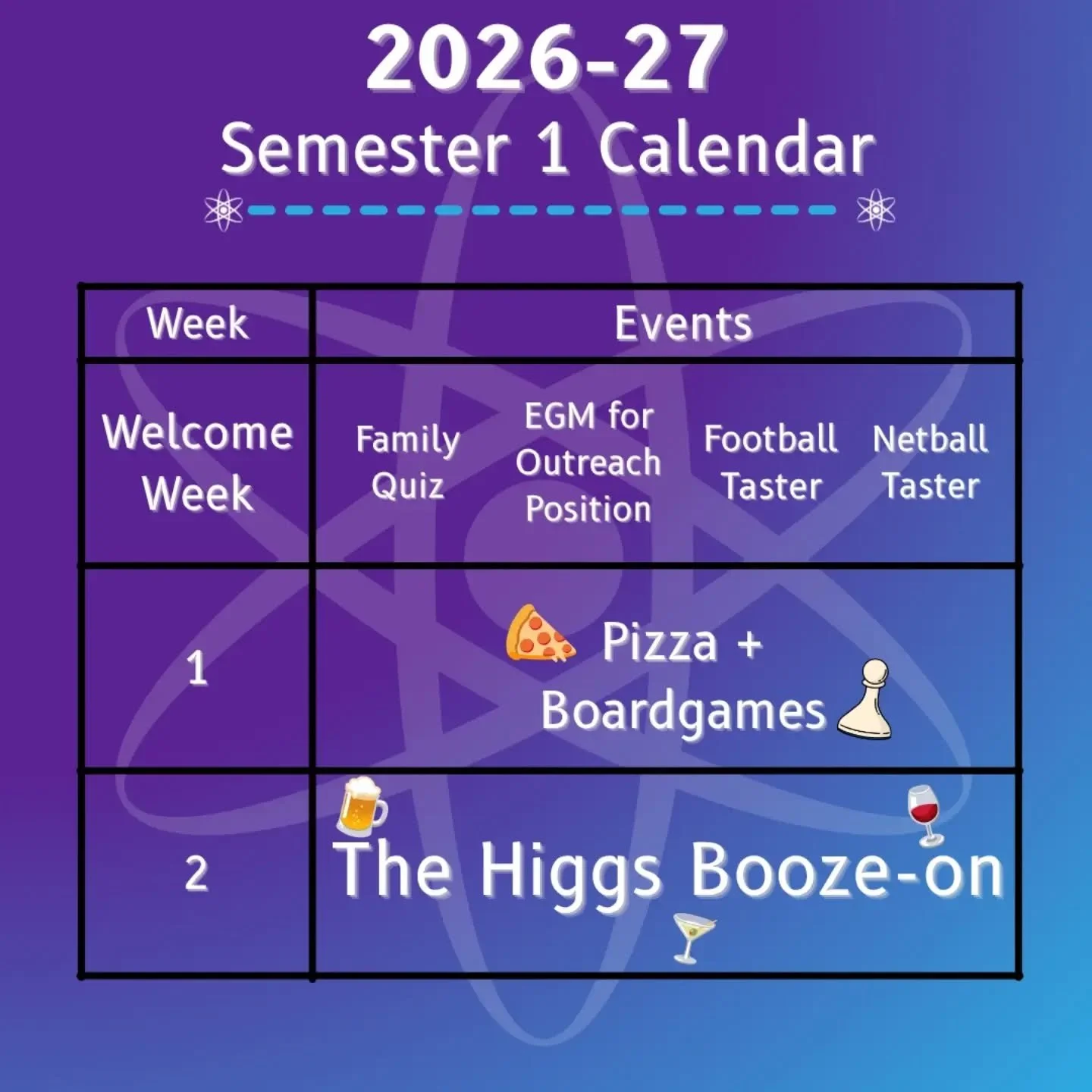 A new semester, a new schedule! 🗓 Are you ready for what PPS is going to bring? 💪

Prepare yourselves for all the fun an exciting events lined up this semester! 🎉
Once we've settled in, we'll be ramping it up with our biggest bar crawl of the year
