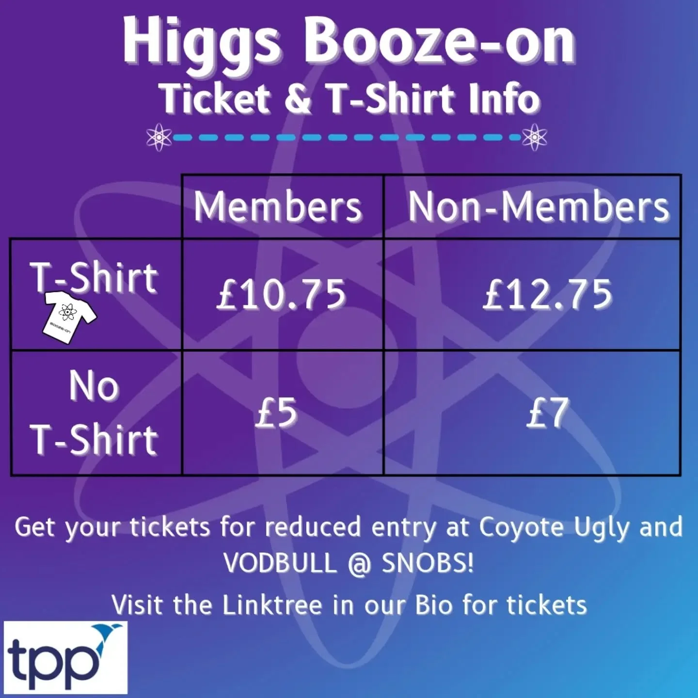 🎟Tickets in the Linktree in our Bio🎟
With our biggest bar crawl of the year approaching, this is the information regarding tickets and t-shirts! 👕
You will need a ticket if you want discounted entry into Coyote Ugly and VODBULL @ SNOBS on Boadstre