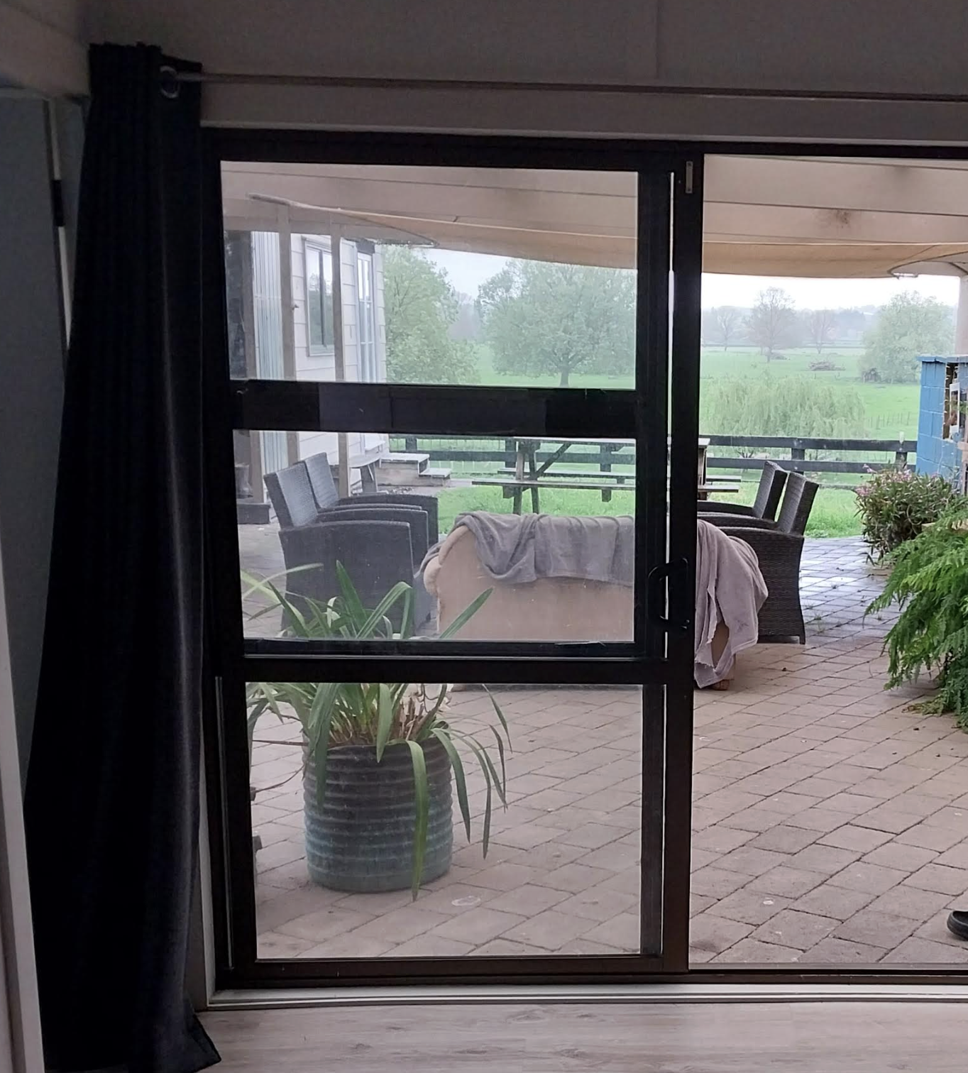 There is plenty of covered outside space to relax in