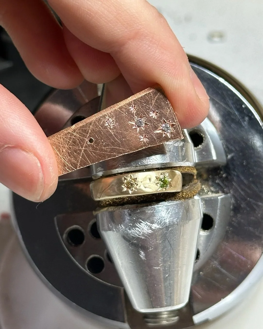 A matte finished butterfly gold engagement ring ✨

Commissions are closed but I&rsquo;m always open to something special like this 💘