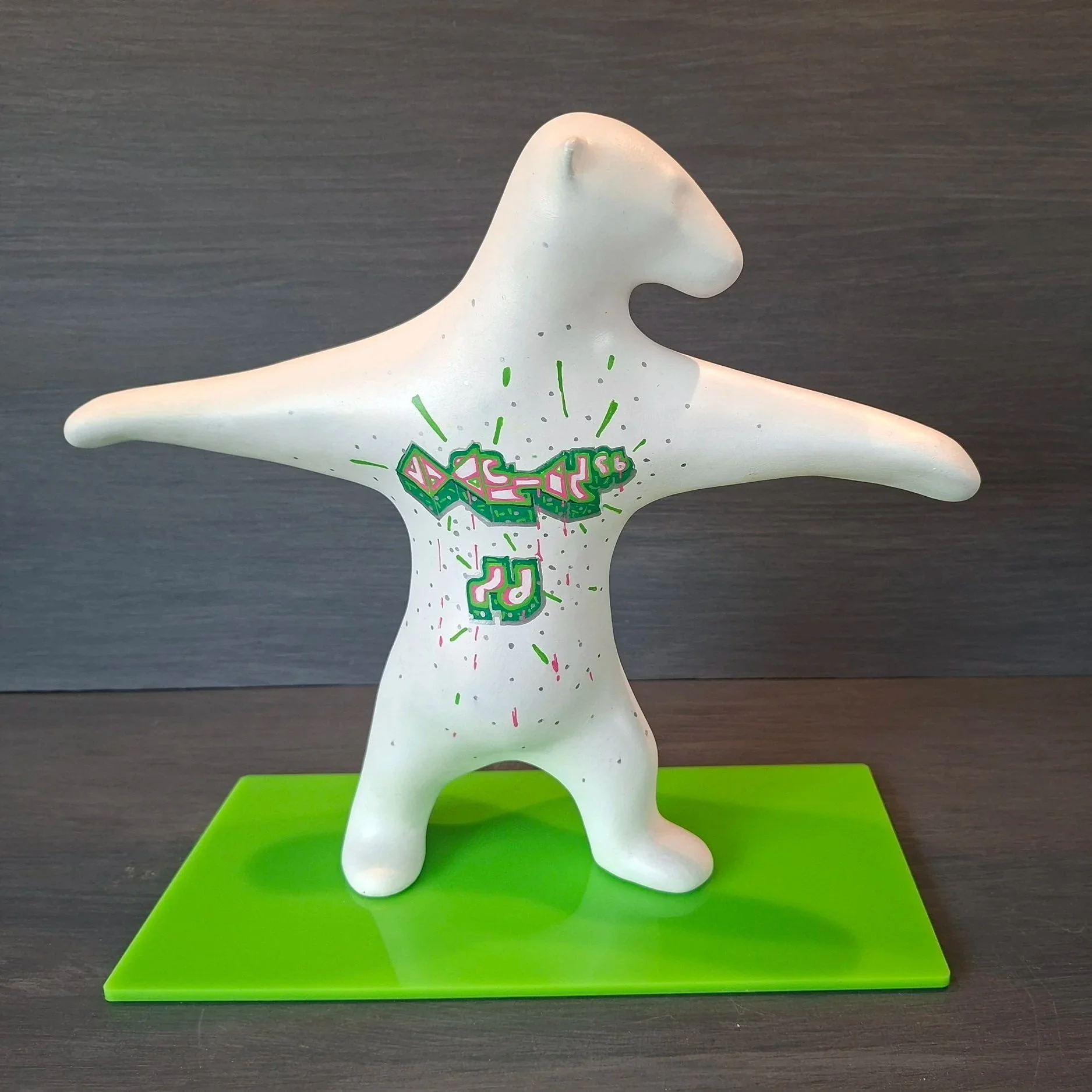 Melting Ice  Warrior Bear Written in Inuit Inuktitut Syllabary.
Acrylic H36cm  W40cm  D11cm
£375.00