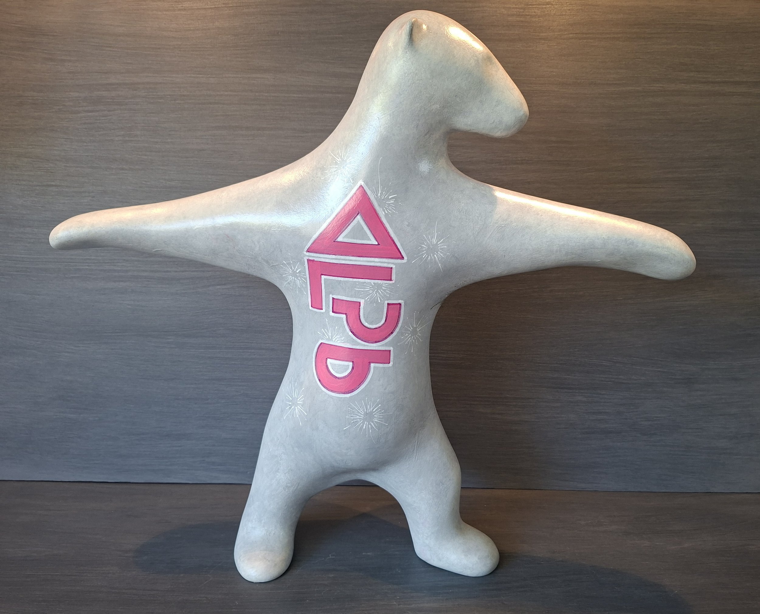 AMORKA The Wolf God Warrior Bear
Written in Inuit Inuktitut Syllabary, the Wolf God takes care of any foolish enough to hunt alone.
Acrylic H53cm  W60cm  D15cm
£850.00