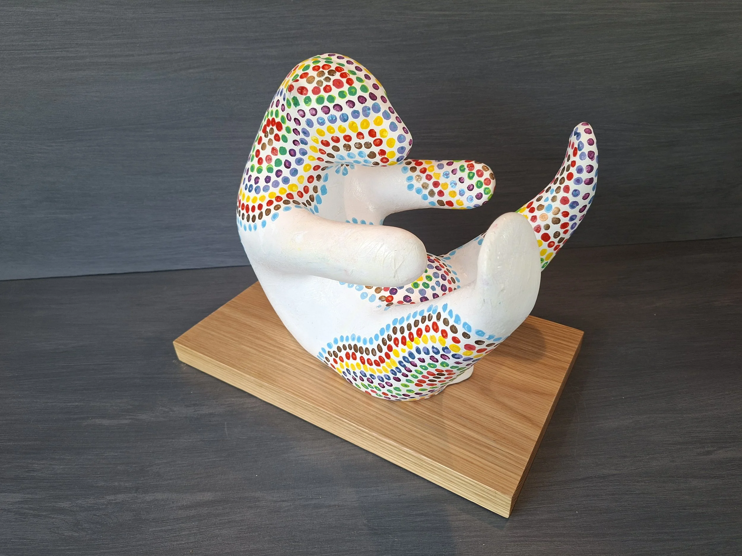 Boat Bear with Dots Influenced by Huichol (Mexican) Art 
Acrylic 
H28cm  W24cm  D29cm
£675.00