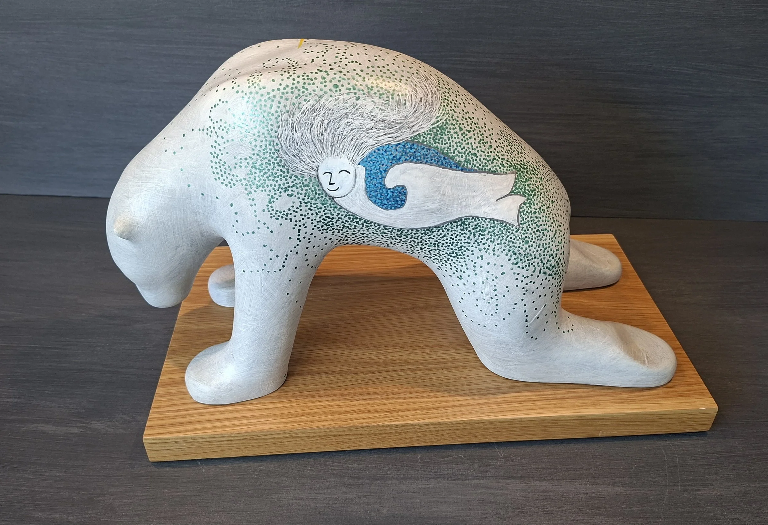 SEDNA  Cat Cow Bear - Written in Inuit Inuktitut Syllabary, Sedna is the mistress of the sea animals and mother of the sea.
Acrylic H23cm  W40cm  D16cm
£775.00