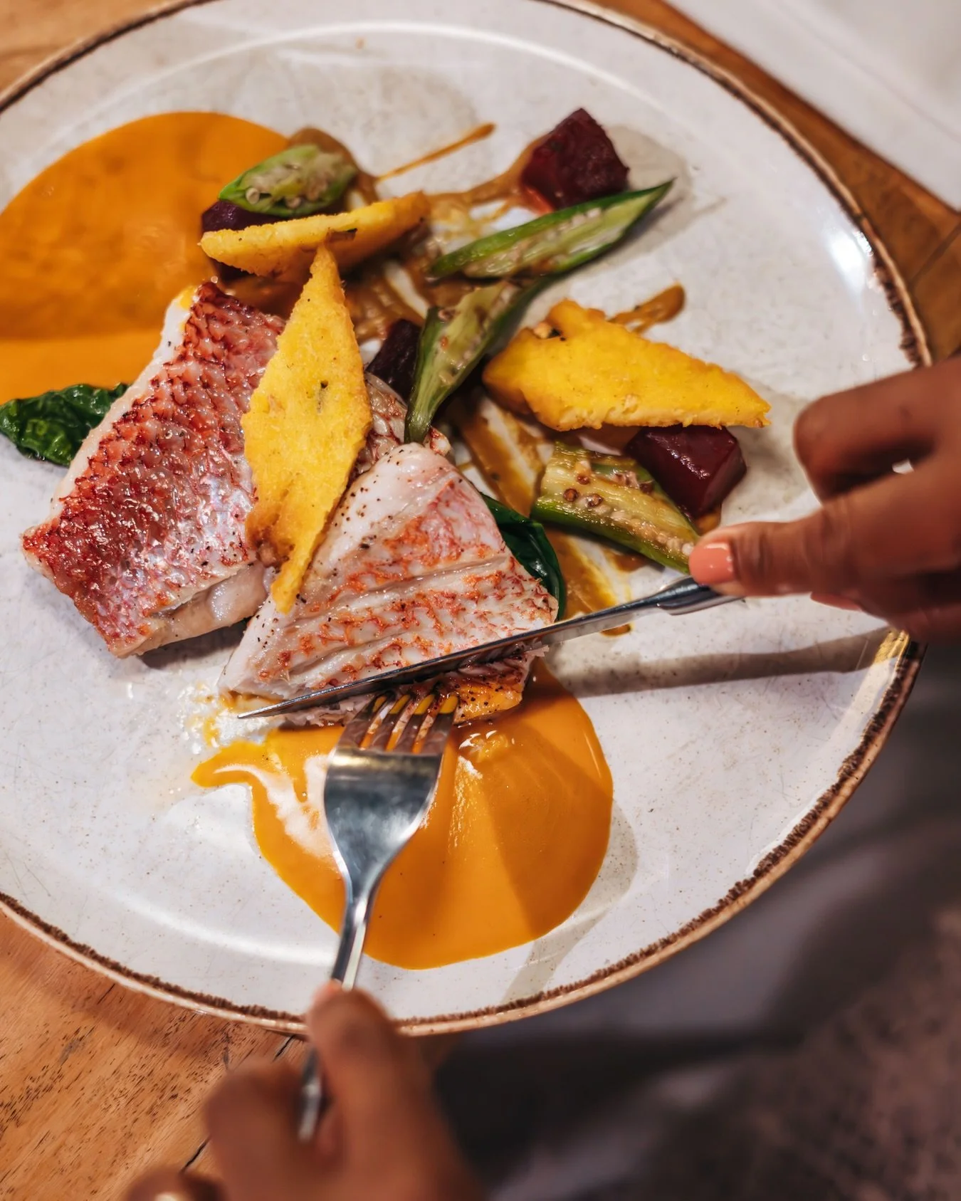 Our chef&rsquo;s catch of the day, plated to perfection.

#dinner #curacaoisland #curacao #island #zestrestaurant #caribbean #janthiel #janthielbeach #atthebeach