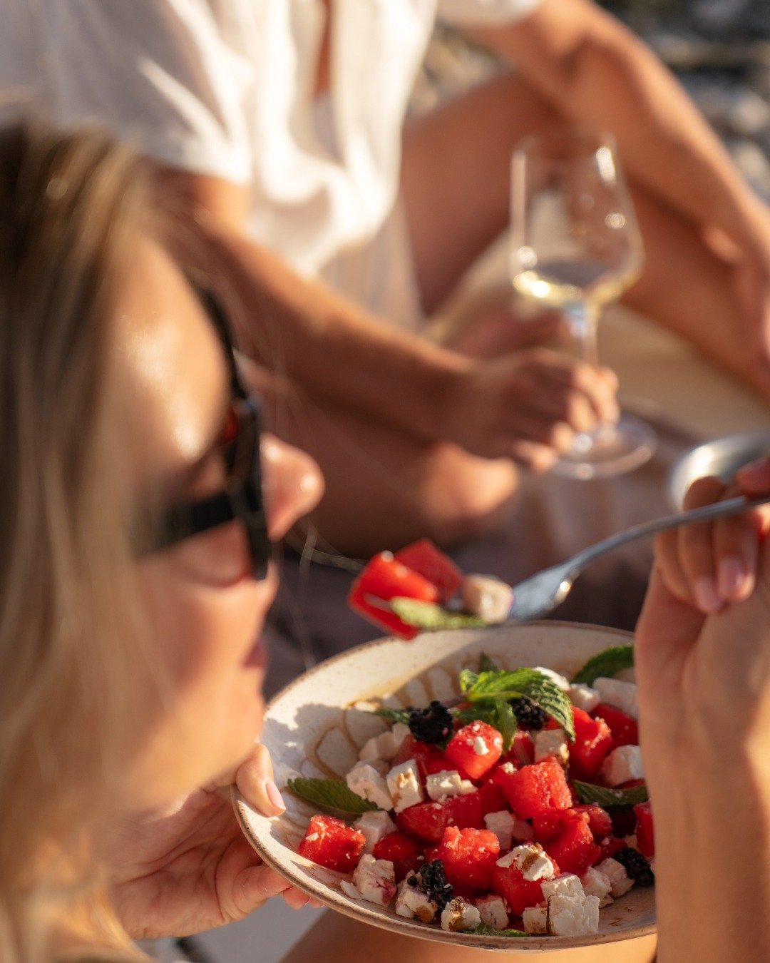 Watermelon + feta is our kind of beach lunch. Fresh, salty, perfect.