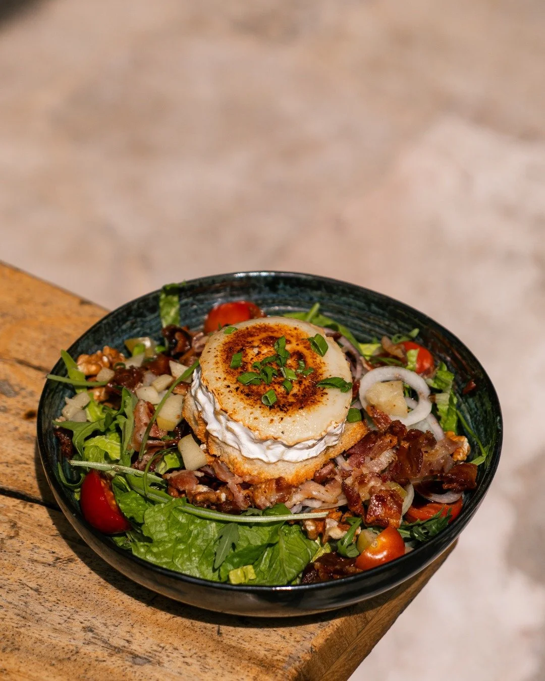 Ordered for lunch, remembered like dinner. This is our Goat Cheese salad! 🥗
