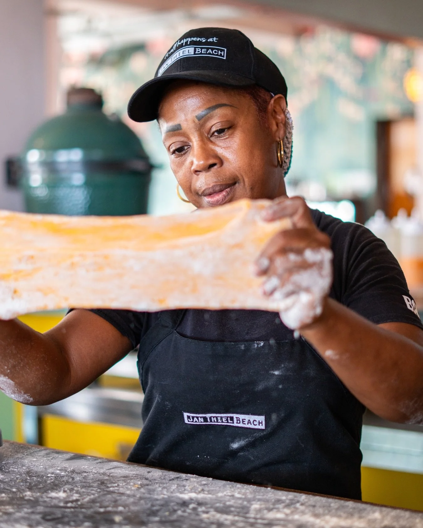Fresh dough, flour on the apron, and our amazing staff that makes pasta from scratch 🍝