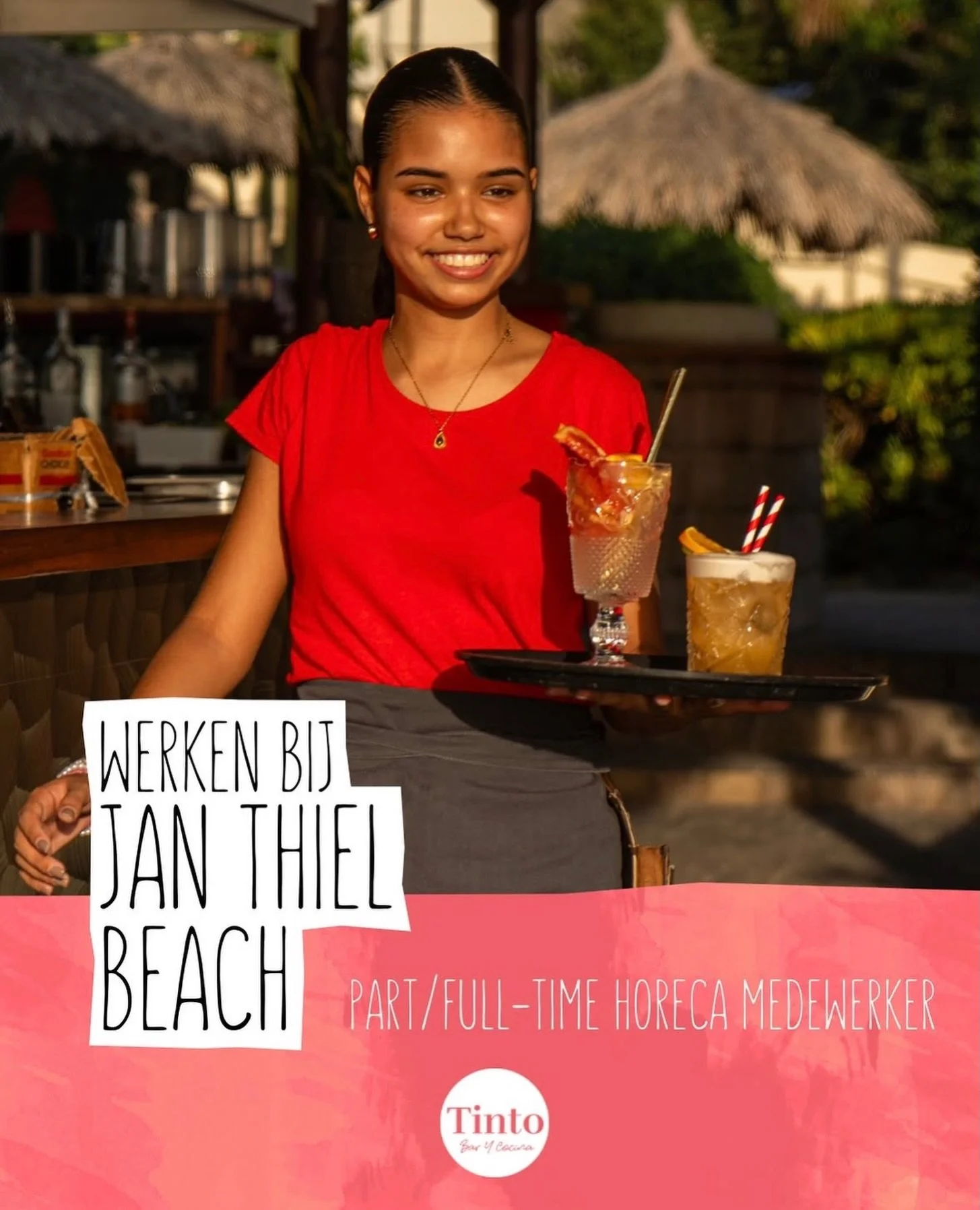 Want to work at a restaurant with a gorgeous view over the Cura&ccedil;ao sea?

We&rsquo;re hiring parttime and fulltime team members at Tinto.
Local and international applicants are welcome!
Apply now via HR@janthielbeach.com