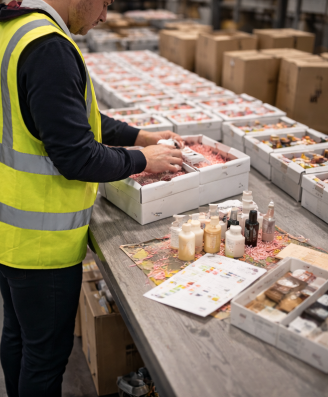A cozy room decorated for Christmas with wrapped presents under a wooden Christmas tree, a fur-covered chair, and various rustic and bohemian decor elements, including dreamcatchers, a wooden ladder, and animal skulls.