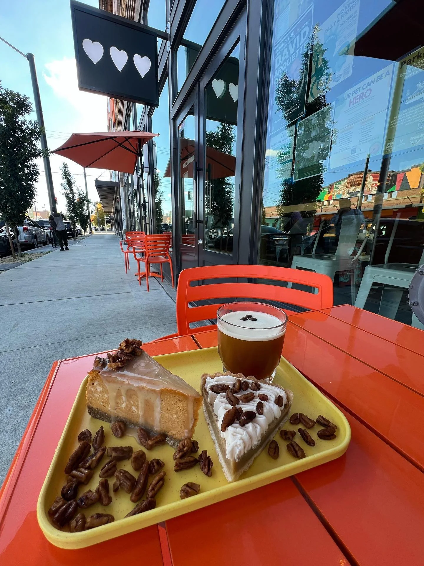 Enjoy a gorgeous fall day with a slice of pumpkin cheesecake topped with caramel sauce and pecans. Or maybe the maple tart with whipped cream is more your speed. Or, if you&rsquo;d rather drink your dessert, a luscious little espresso martini? We&rsq