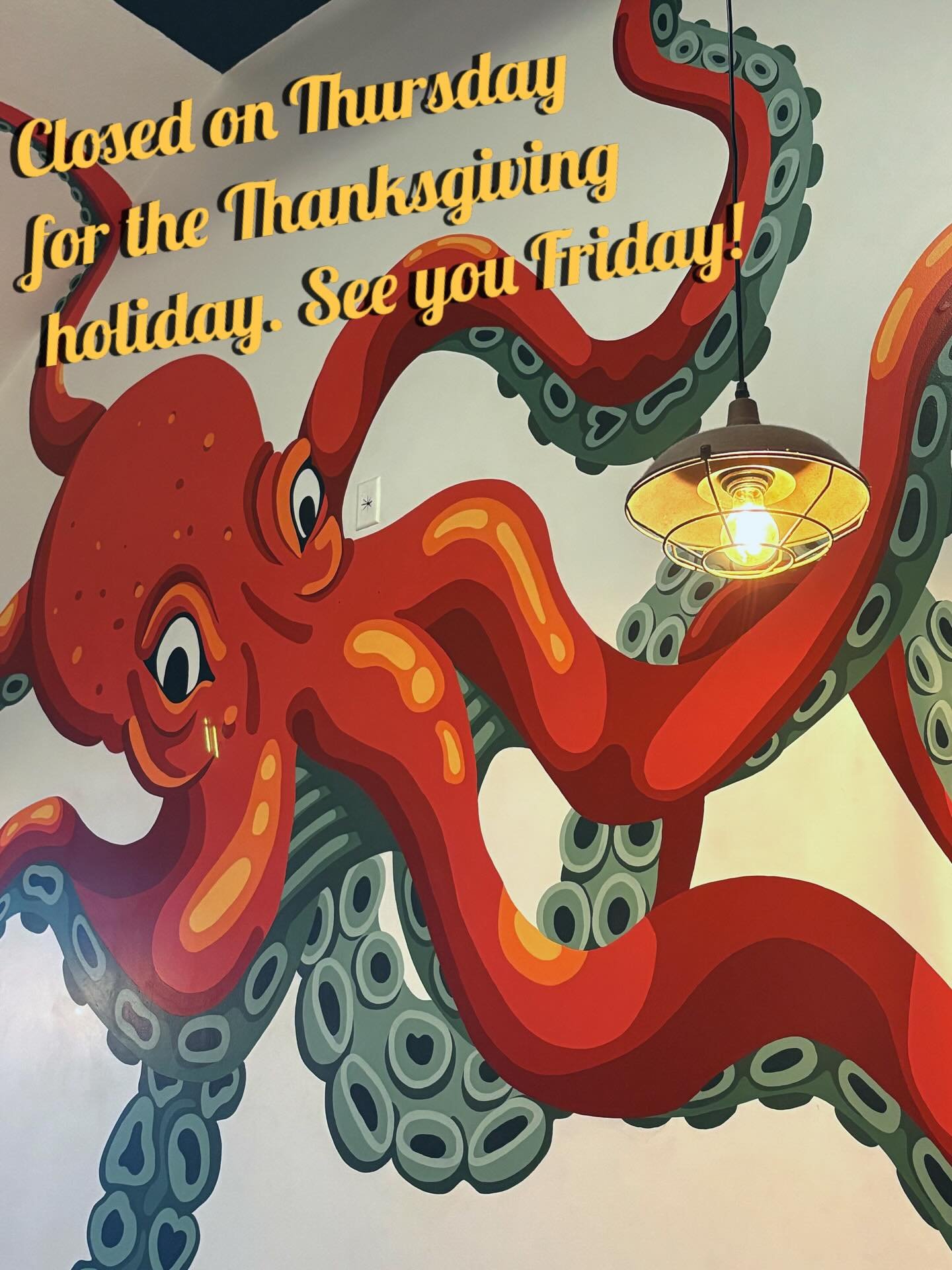 We will be closed on Thursday, November 27, for the Thanksgiving holiday. Hope you all have a lovely day filled with warmth and good vibes, Tacoma&mdash;we&rsquo;ll see you Friday!

🧡🧡🧡