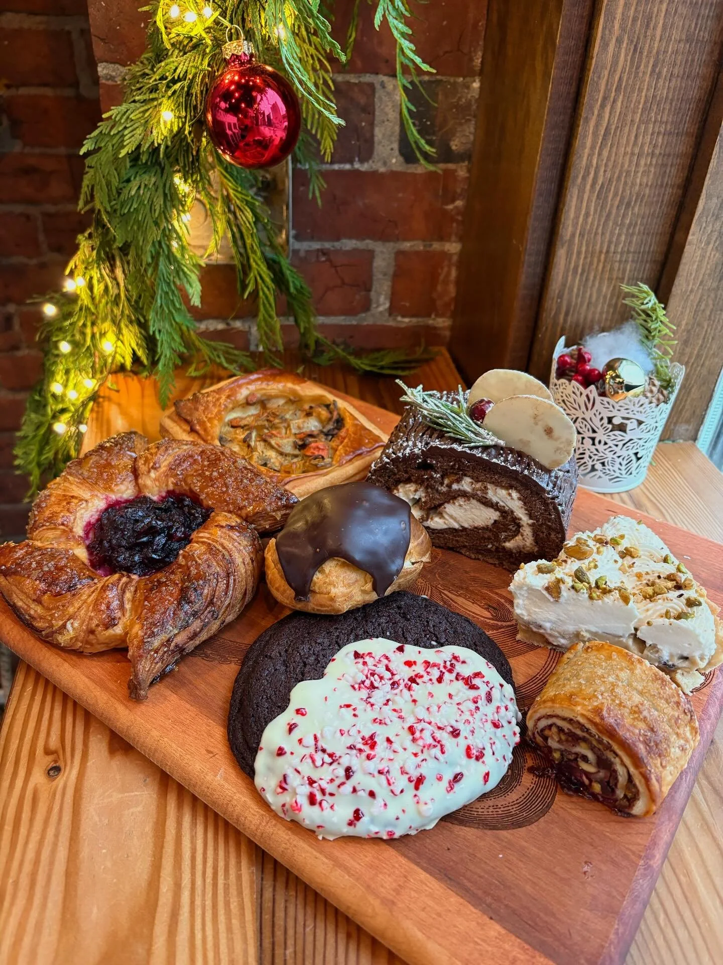 Baker Alec has really outdone himself, and you all are in for several incredible treats! We&rsquo;re serving up eggnog cream puffs, cranberry orange danishes, peppermint crinkle cookies, butterscotch banana cream tarts, cranberry pistachio rugelach, 