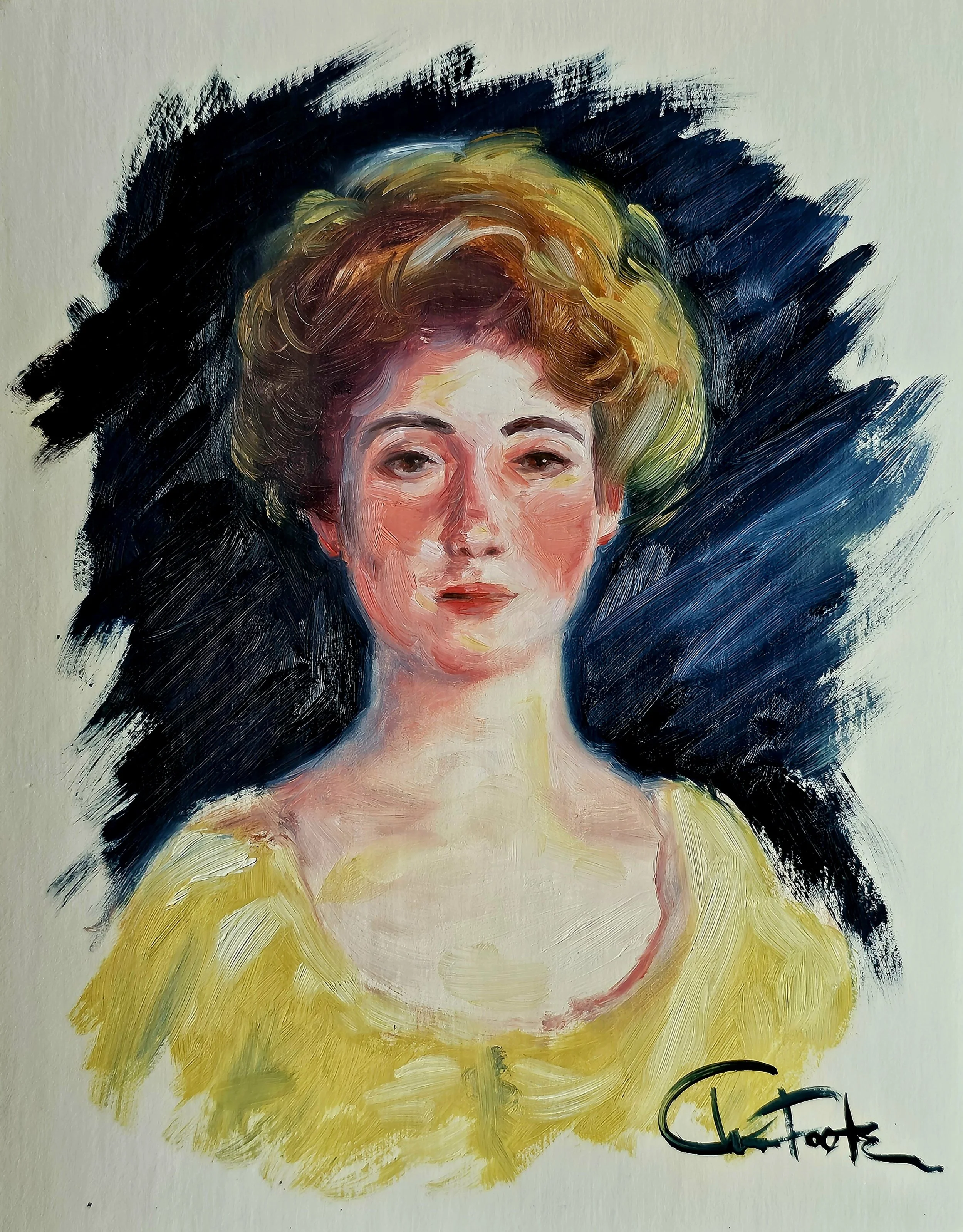 Blonde in Yellow / Oil on Paper / 8.5 x 11"
