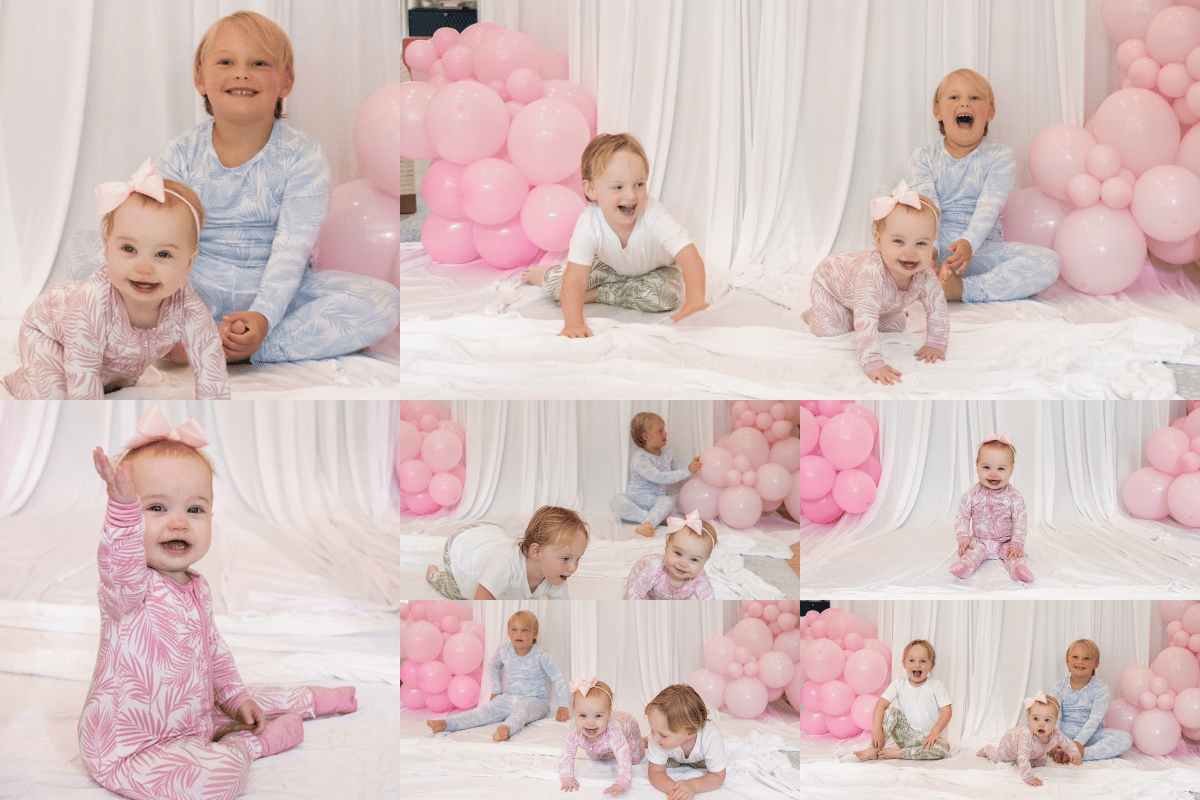 Baby girl and her big brother wearing Shae & Palmer bamboo pajamas