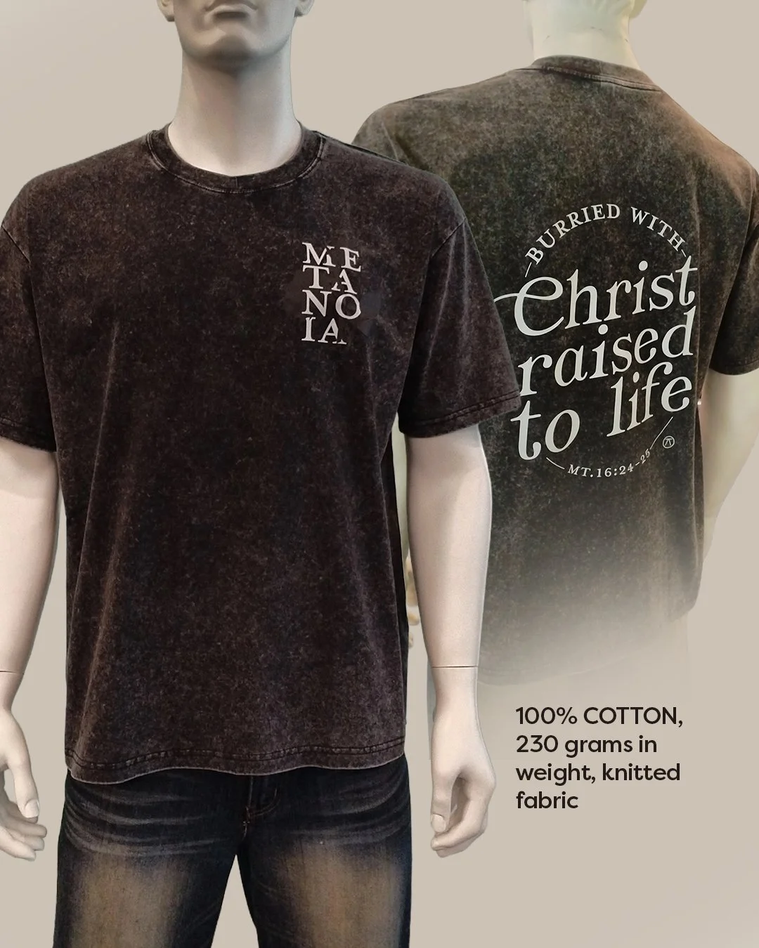 METANOIA Premium Charcoal T-Shirt 100% Cotton