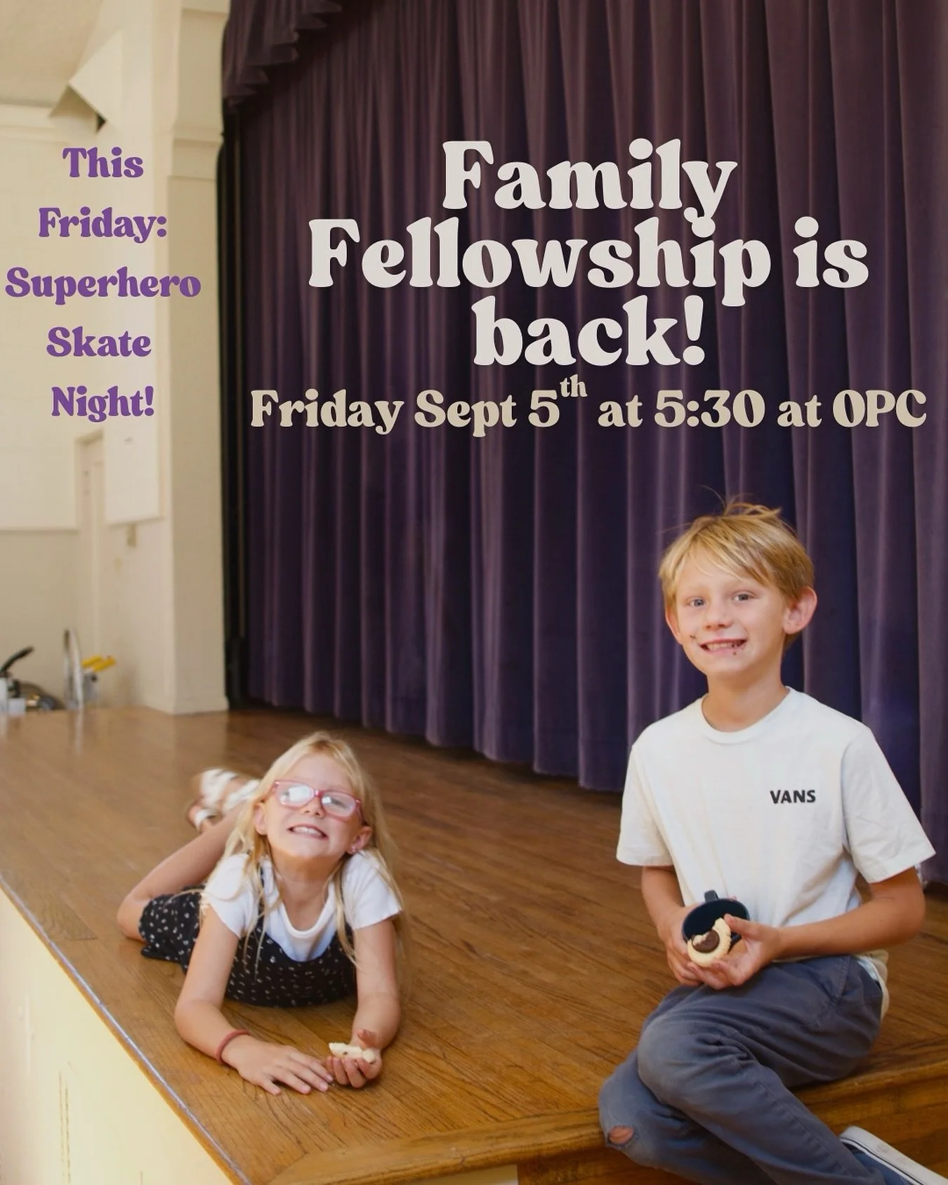 Starting tomorrow we are kicking off our Family Bible Study! This week&rsquo;s theme is Super Hero Skate Night so bring your roller skates, skateboards, scooters, you name it! Best of all we will be having chicken and waffles so dress as your favorit