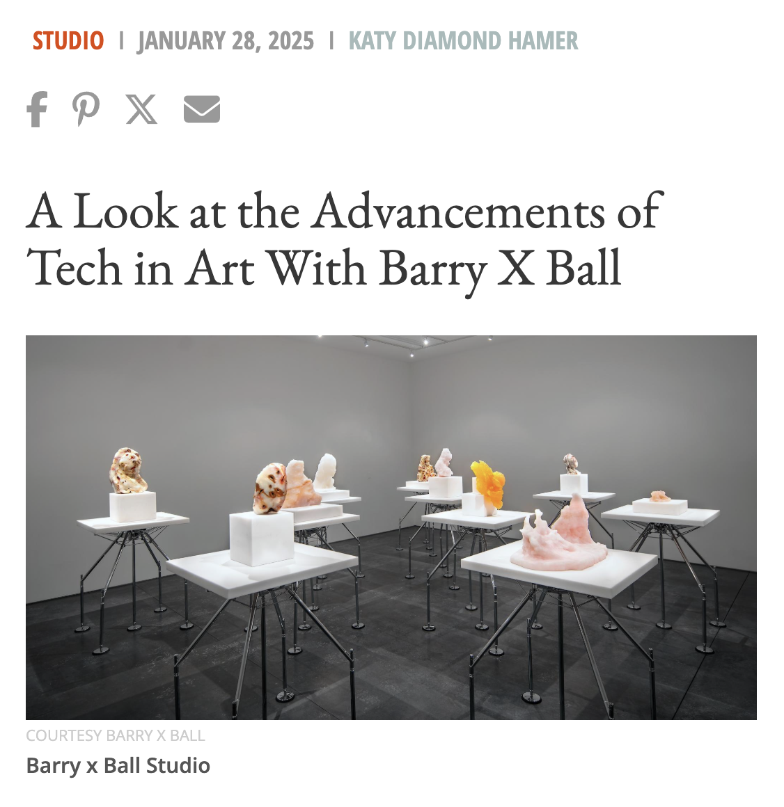 Art & Object Magazine, A Profile on Barry X Ball and a look into sculpting with the use of digital technology. (2025)