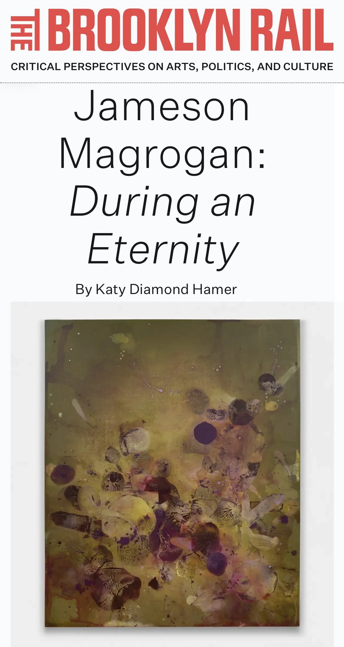 The Brooklyn Rail Review of James Magrogan at Rain Rain Gallery 