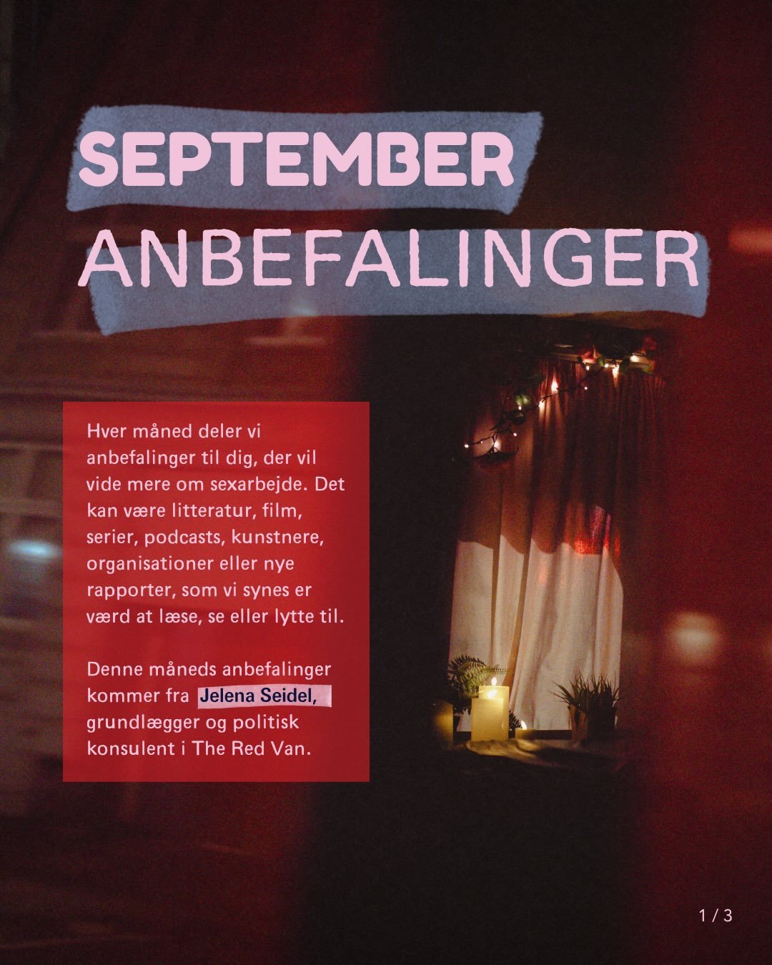 Vil du gerne vide mere om sexarbejde?

Hver m&aring;ned deler vi anbefalinger, der kan g&oslash;re dig klogere p&aring; emnet. Det kan v&aelig;re litteratur, film, serier, podcasts, kunstnere, organisationer eller nye rapporter, som vi synes er v&ael
