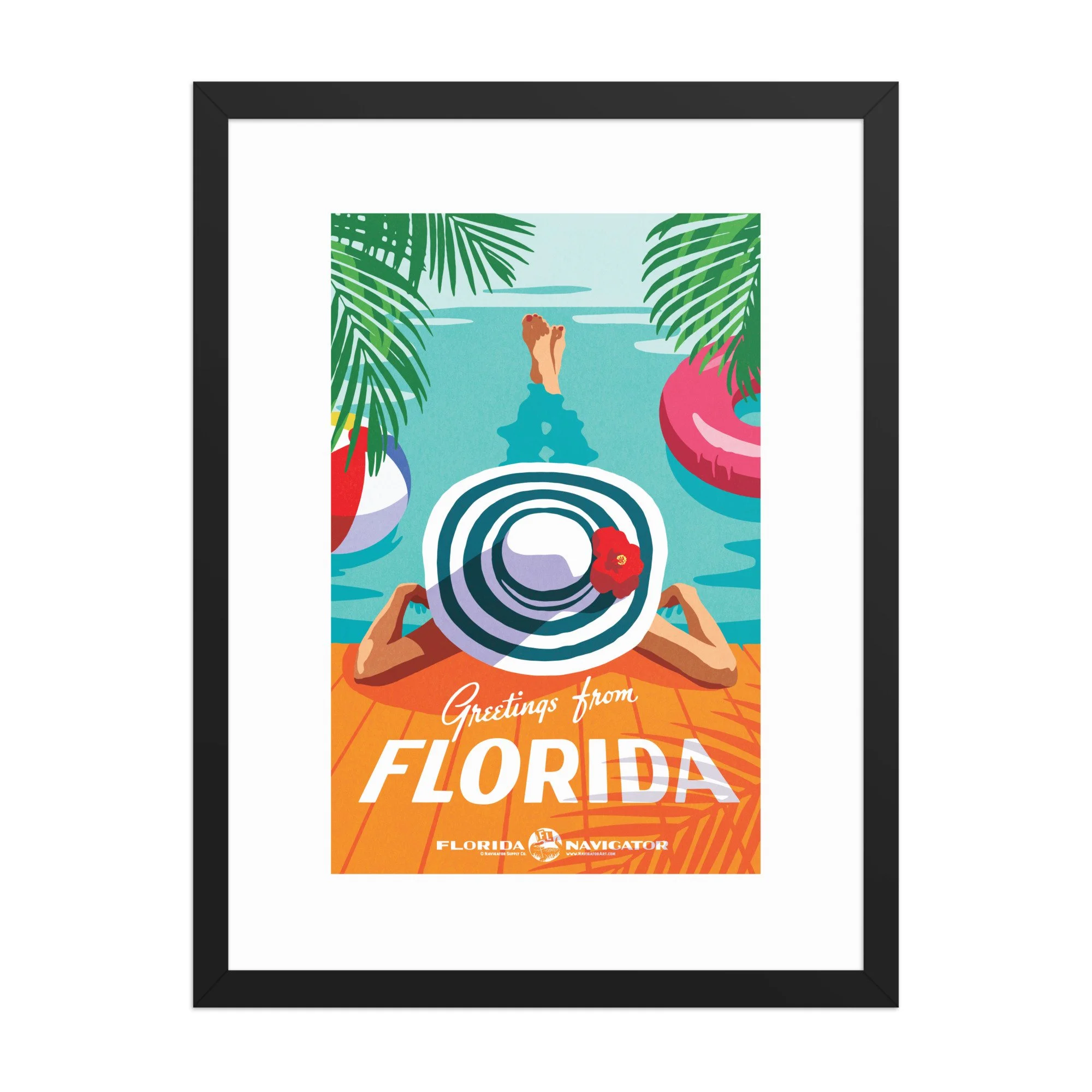 Greetings from Florida - Poolside - Framed Print