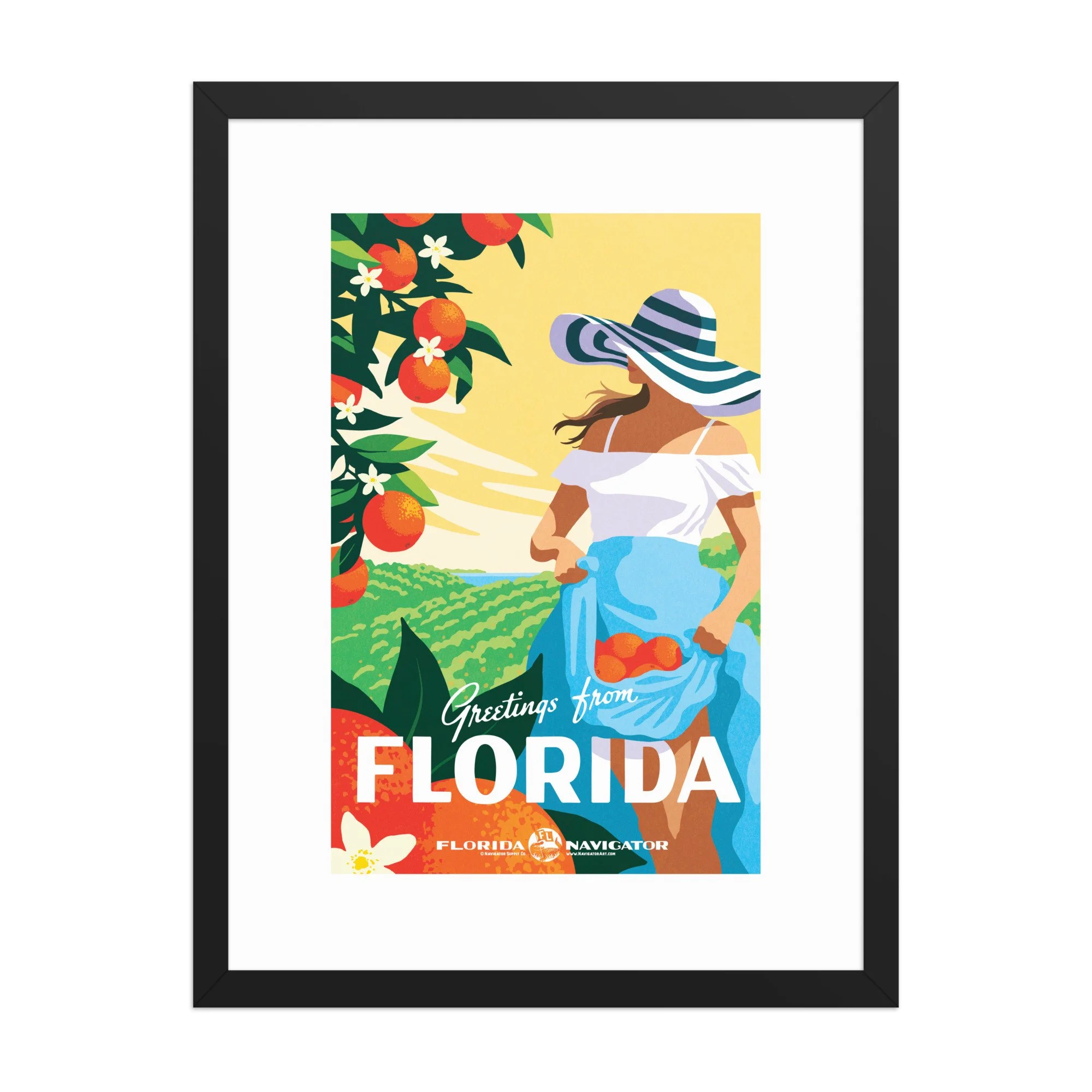 Greetings from Florida - Orange Grove - Framed Print