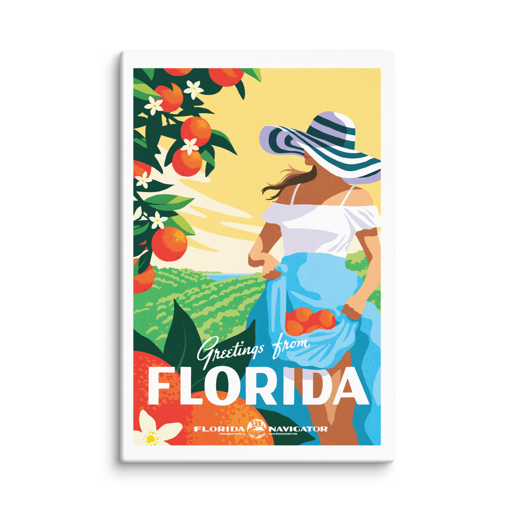 Greetings from Florida - Orange Grove - Canvas